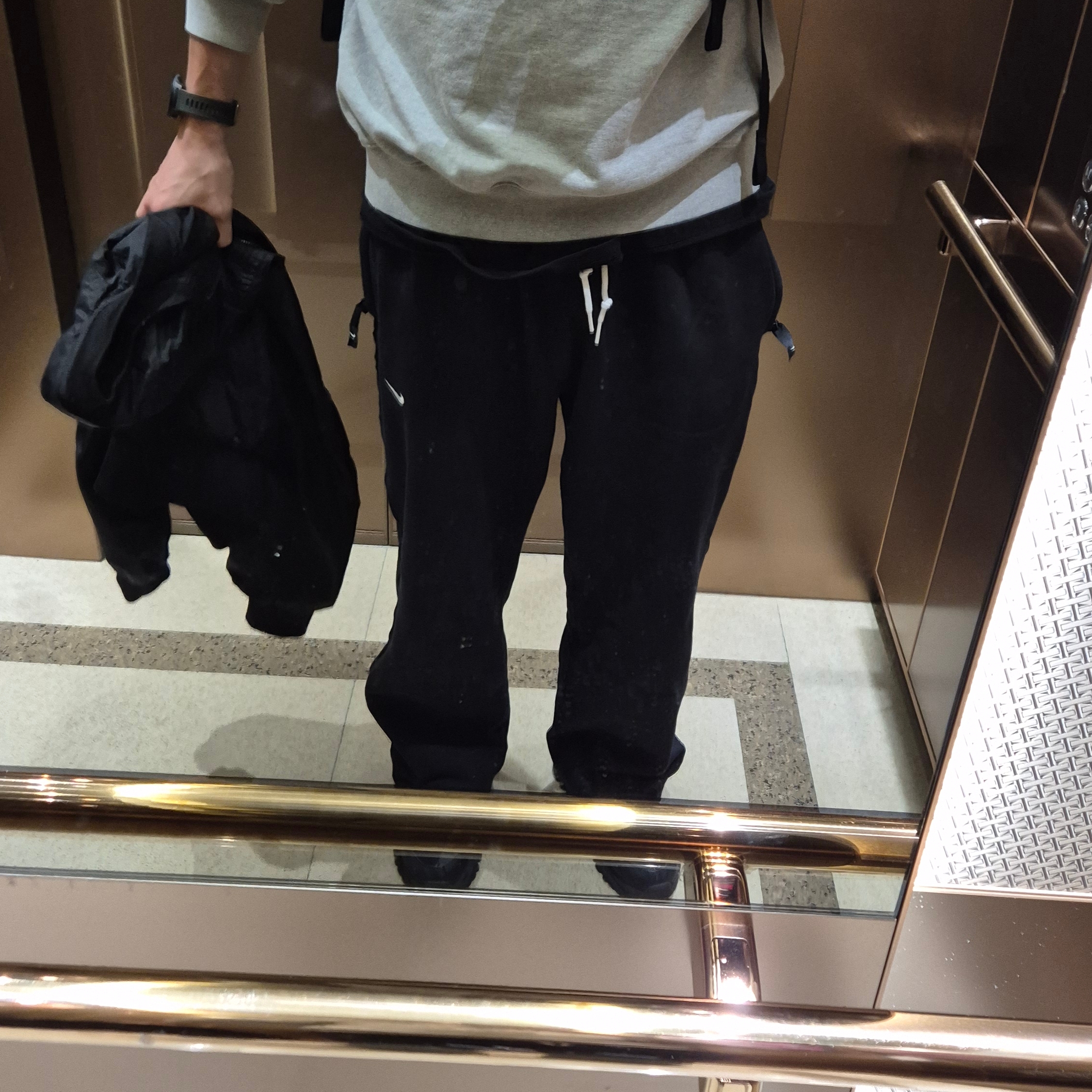 Nike NSW Swoosh Open Hem Fleece Pants Black - Asia 착용 스타일