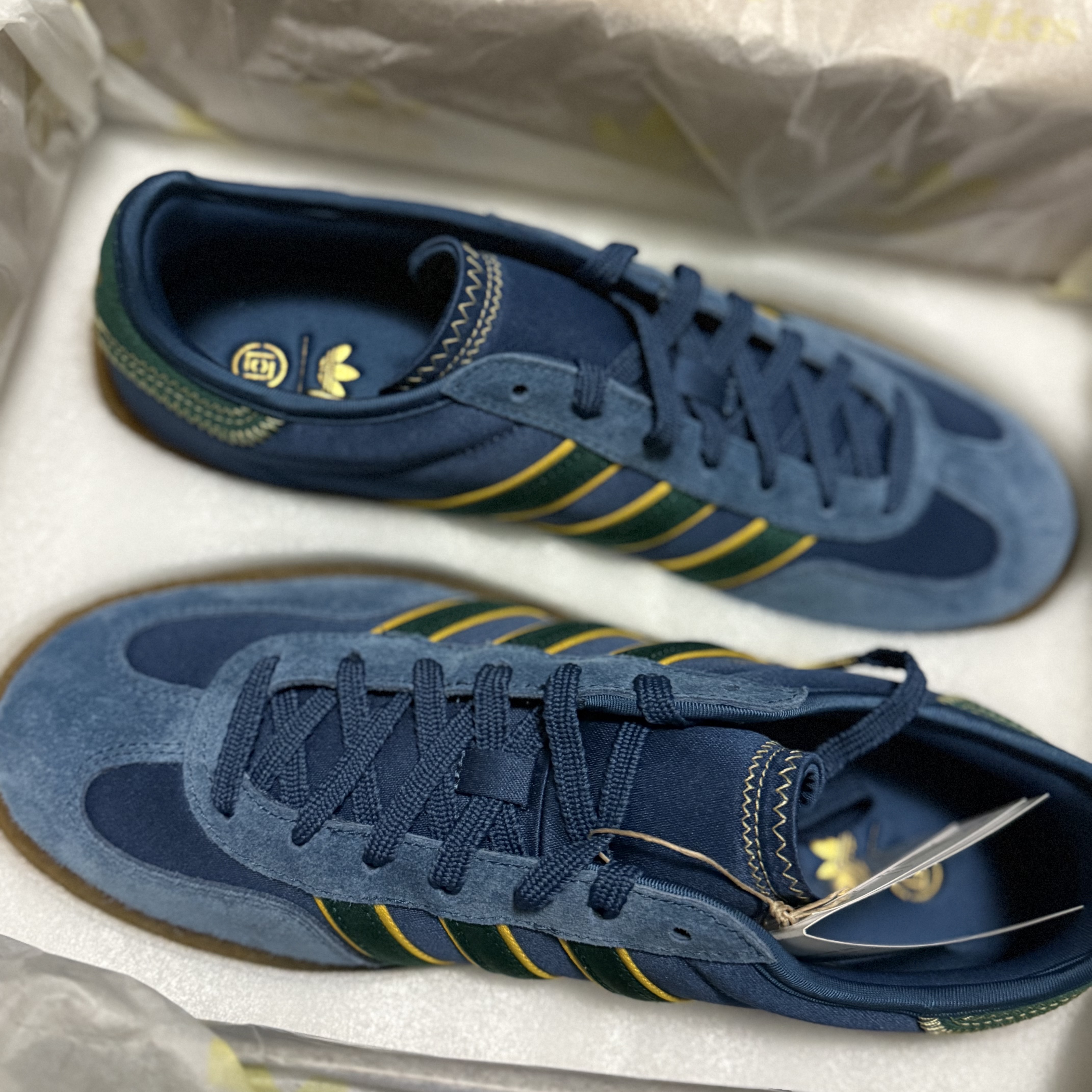 Adidas x Clot Gazelle Night Marine Collegiate Green 착용 스타일 - 1