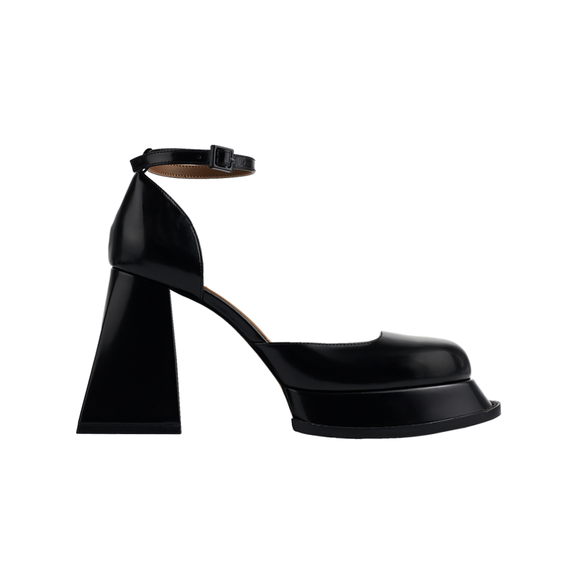 슈슈통 우먼 라운드 토 스트랩 하이힐 블랙 - 25SS(Shushu/Tong Women Round Toe Strap High Heels Black - 25SS)