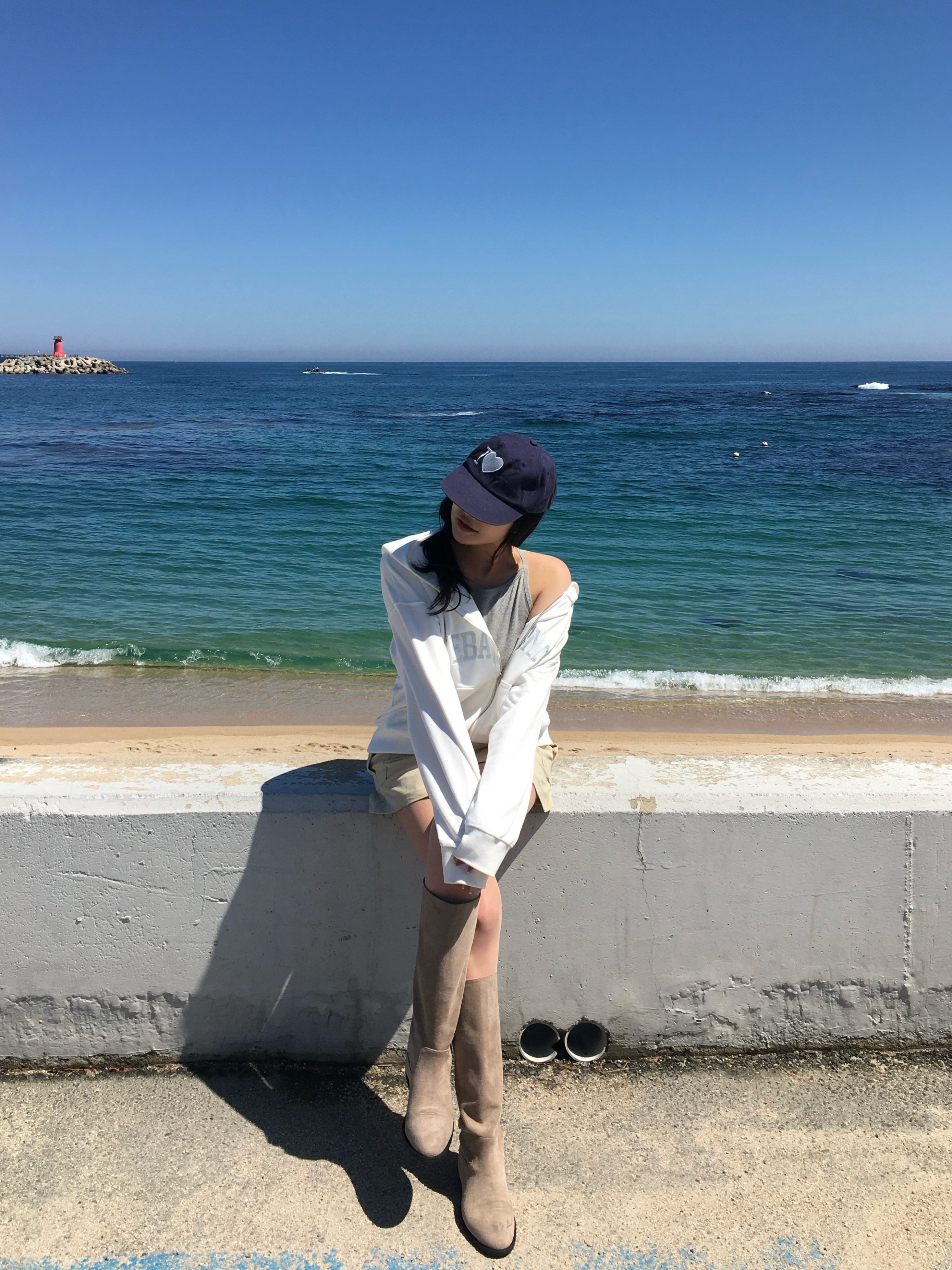 Token Gift I Love Vintage Navy 착용 스타일 - 1