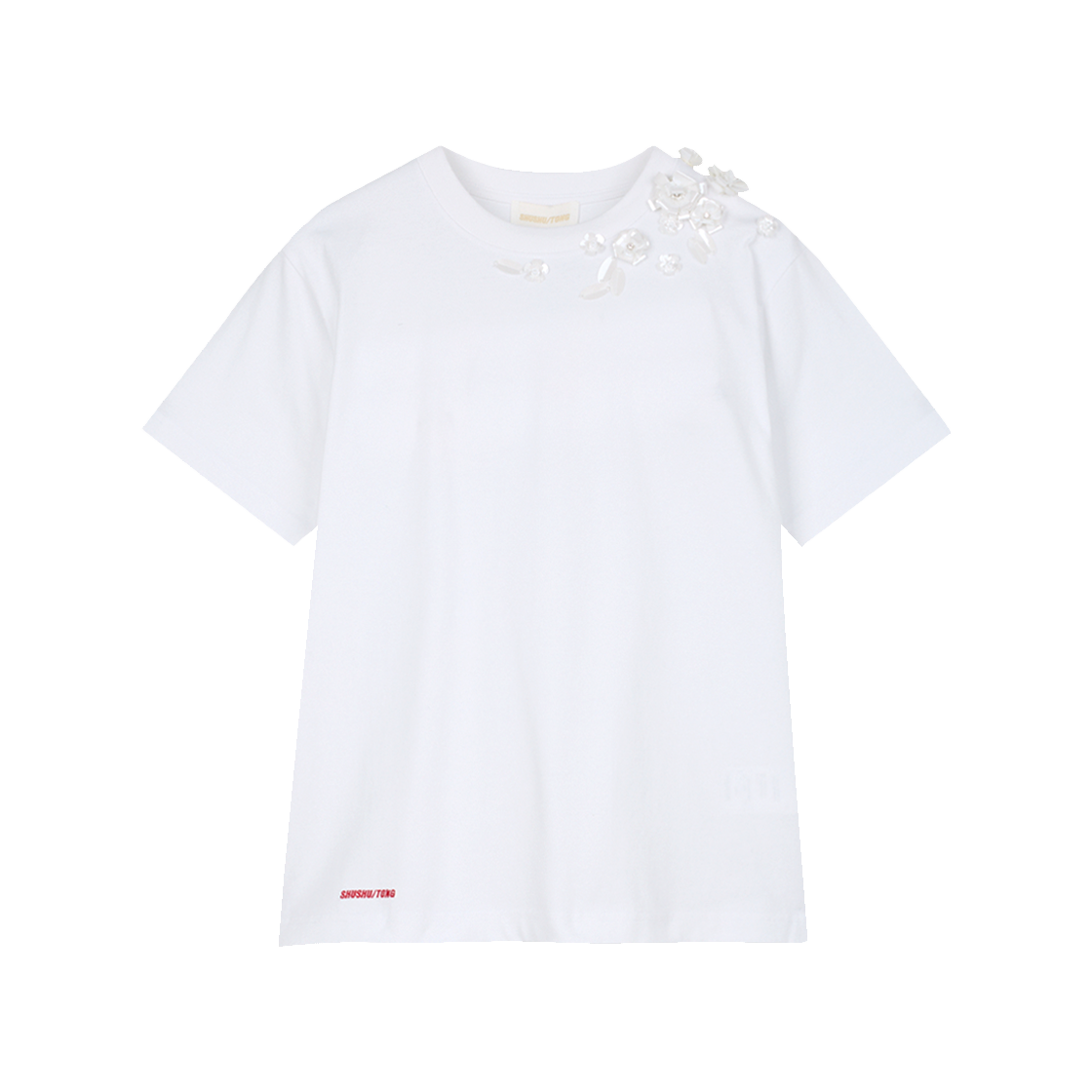 슈슈통 우먼 비즈 플로럴 티셔츠 화이트 - 25SS