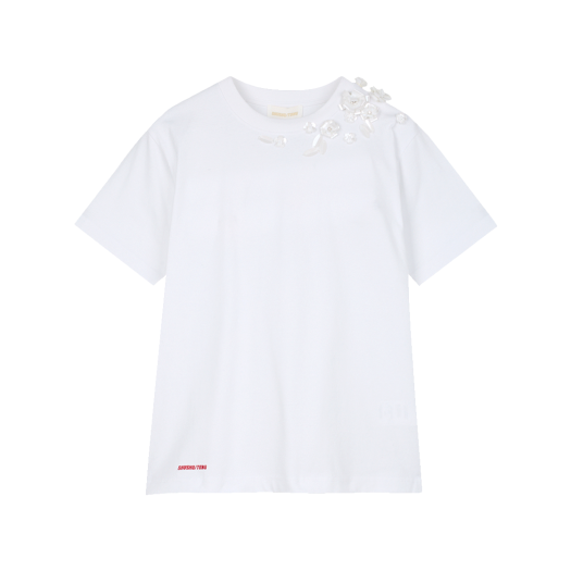 KW5BTSSSH08WT Shushu/Tong Women Beaded Floral T-Shirt White - 25SS