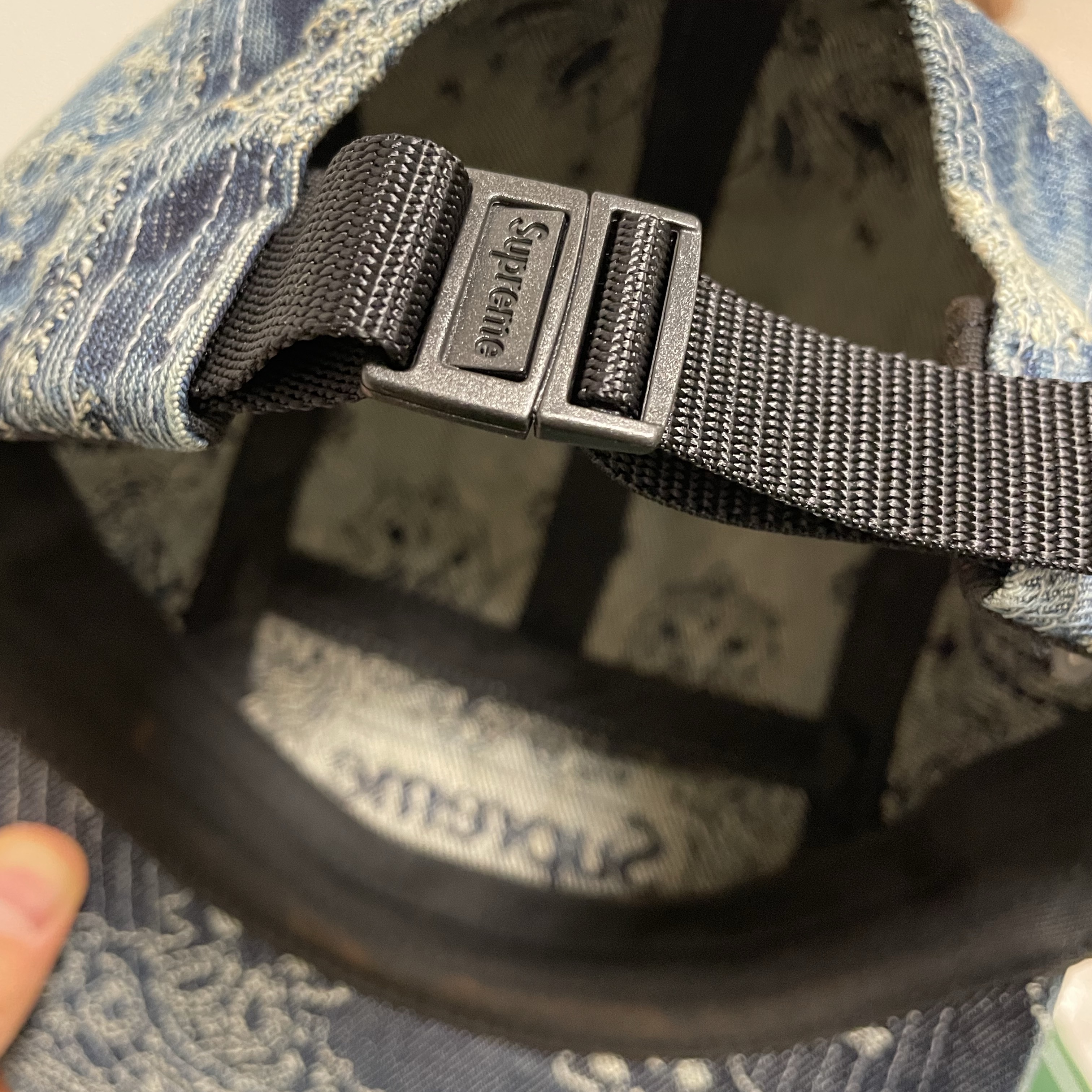 Supreme Bandana Jacquard Denim Camp Cap Blue - 25SS 착용 스타일 - 2