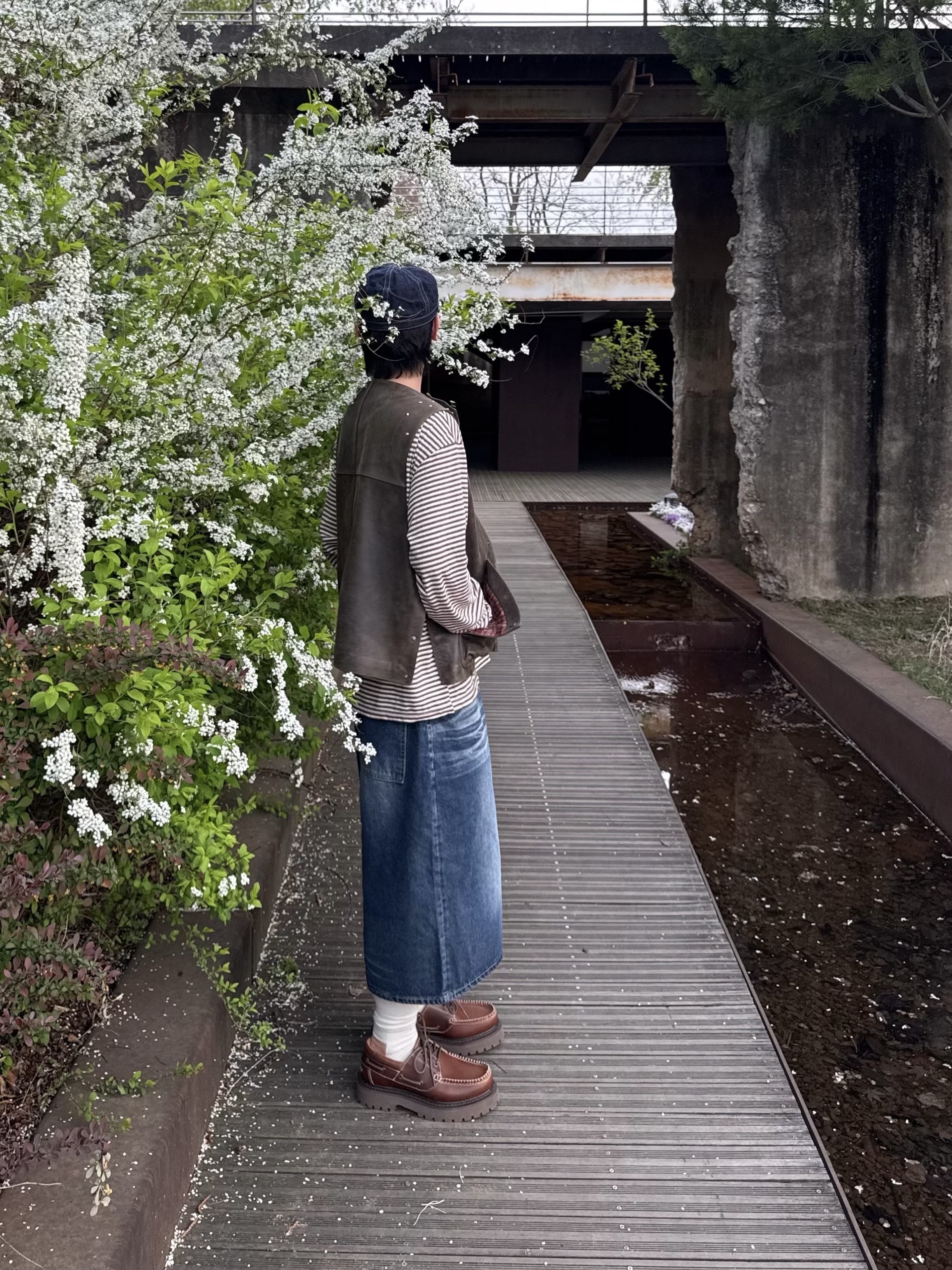 Human Made Denim Work Cap Indigo, LOSTGARDEN Harbor Brown 착용 스타일 - 7