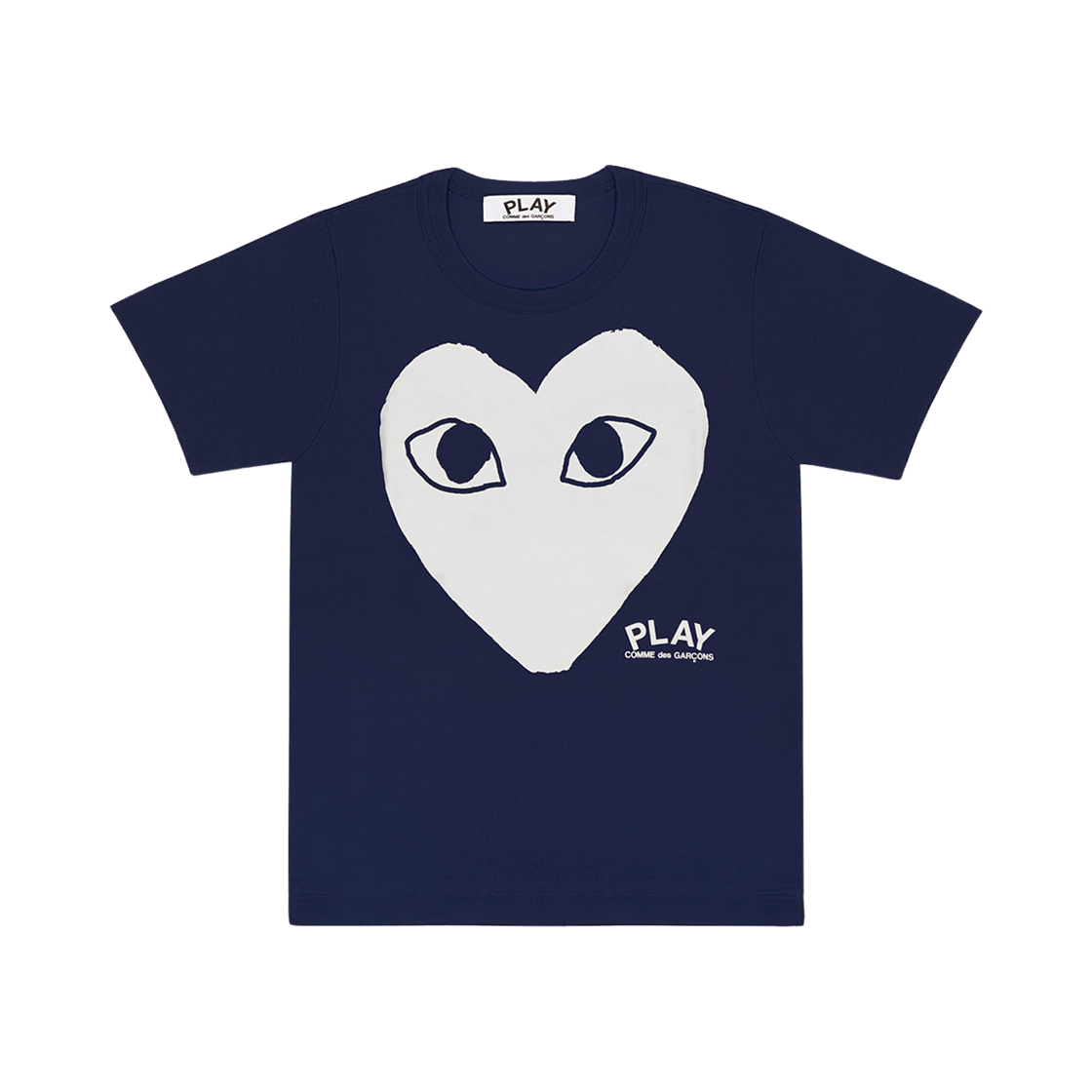 [15% 쿠폰] (W) 플레이 꼼데가르송 화이트 하트 티셔츠 네이비([15% 쿠폰] (W) Play Comme des Garcons White Heart T-Shirt Navy)