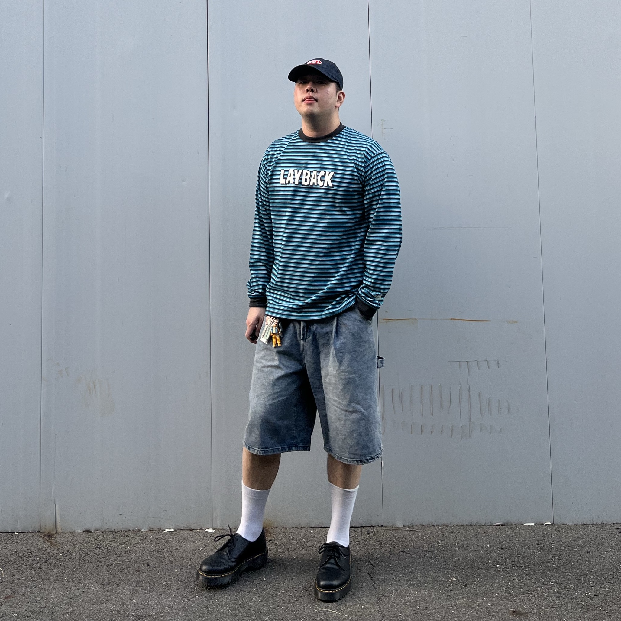 Fullcount Full Emblem Denim Baseball Cap Indigo Blue, Dr. Martens 1461 Bex Black 착용 스타일 - 2
