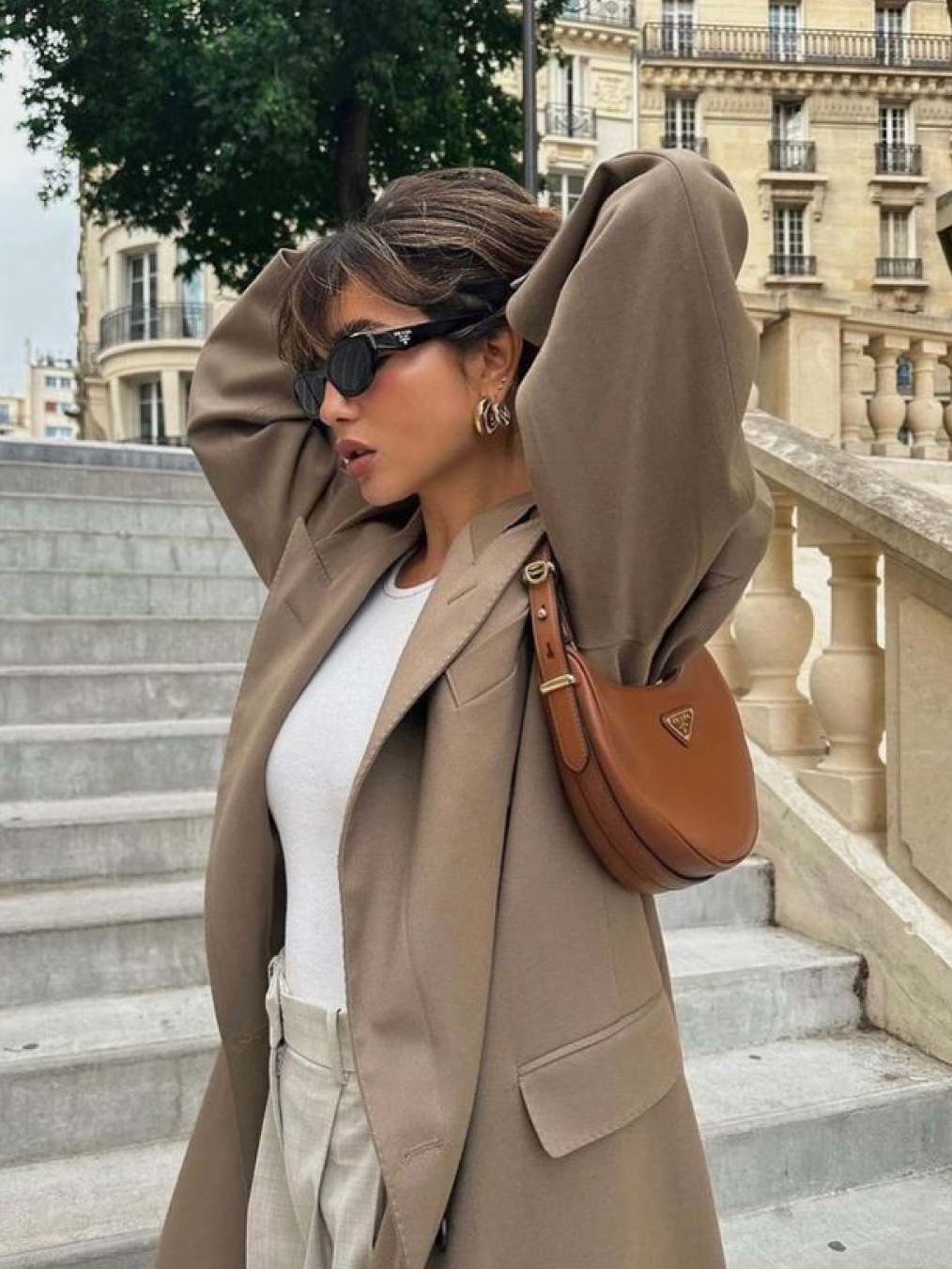(W) Celine Triomphe 01 Sunglasses in Acetate Black, Oakley Eye Jacket Redux Silver Frame Prizm Black Polarized Lenses High Bridge Fit 착용 스타일 - 6