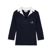 Shushu/Tong Women Patchwork Lapel Knit Top Navy Blue - 25SS