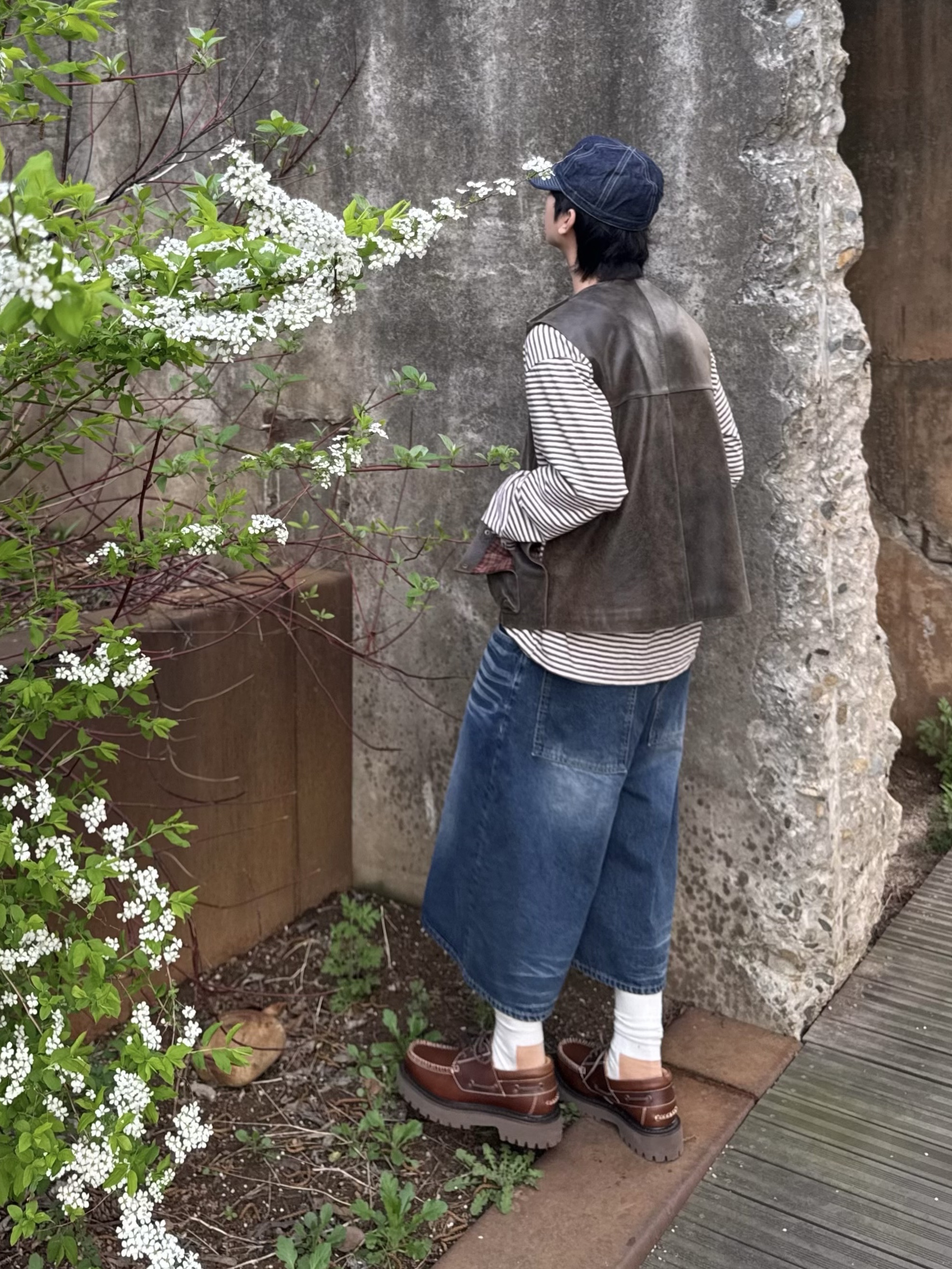 Human Made Denim Work Cap Indigo, LOSTGARDEN Harbor Brown 착용 스타일 - 3