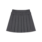 Shushu/Tong Women Belt Embellished Pleated Skirt Grey - 25SS