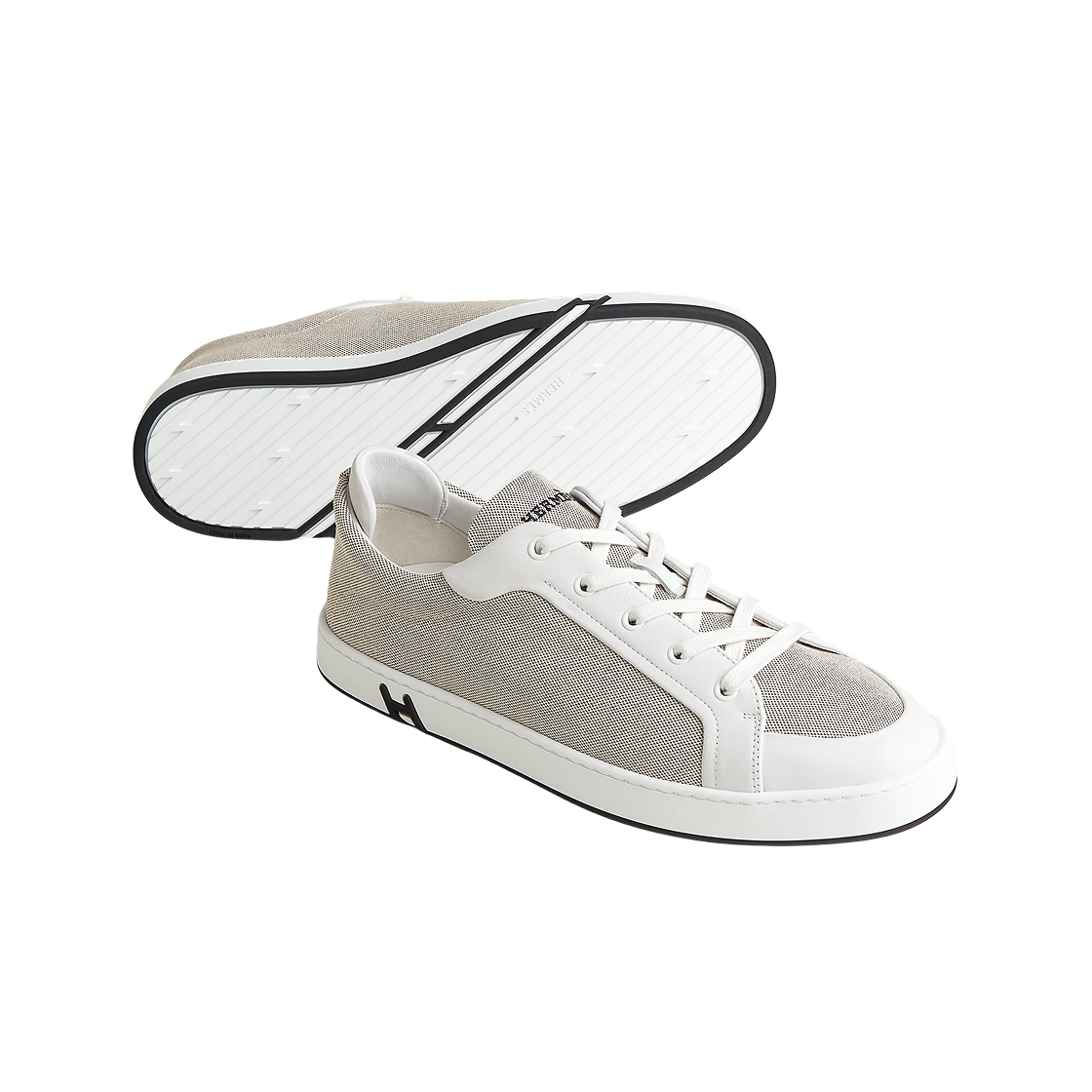 에르메스 키드 스니커즈 H 캔버스 카프스킨 스웨이드 고트스킨 & 프루누아 블랑(Hermes Kid Sneakers H Canvas Calfskin Suede Goatskin & Prunoir Blanc) - 2