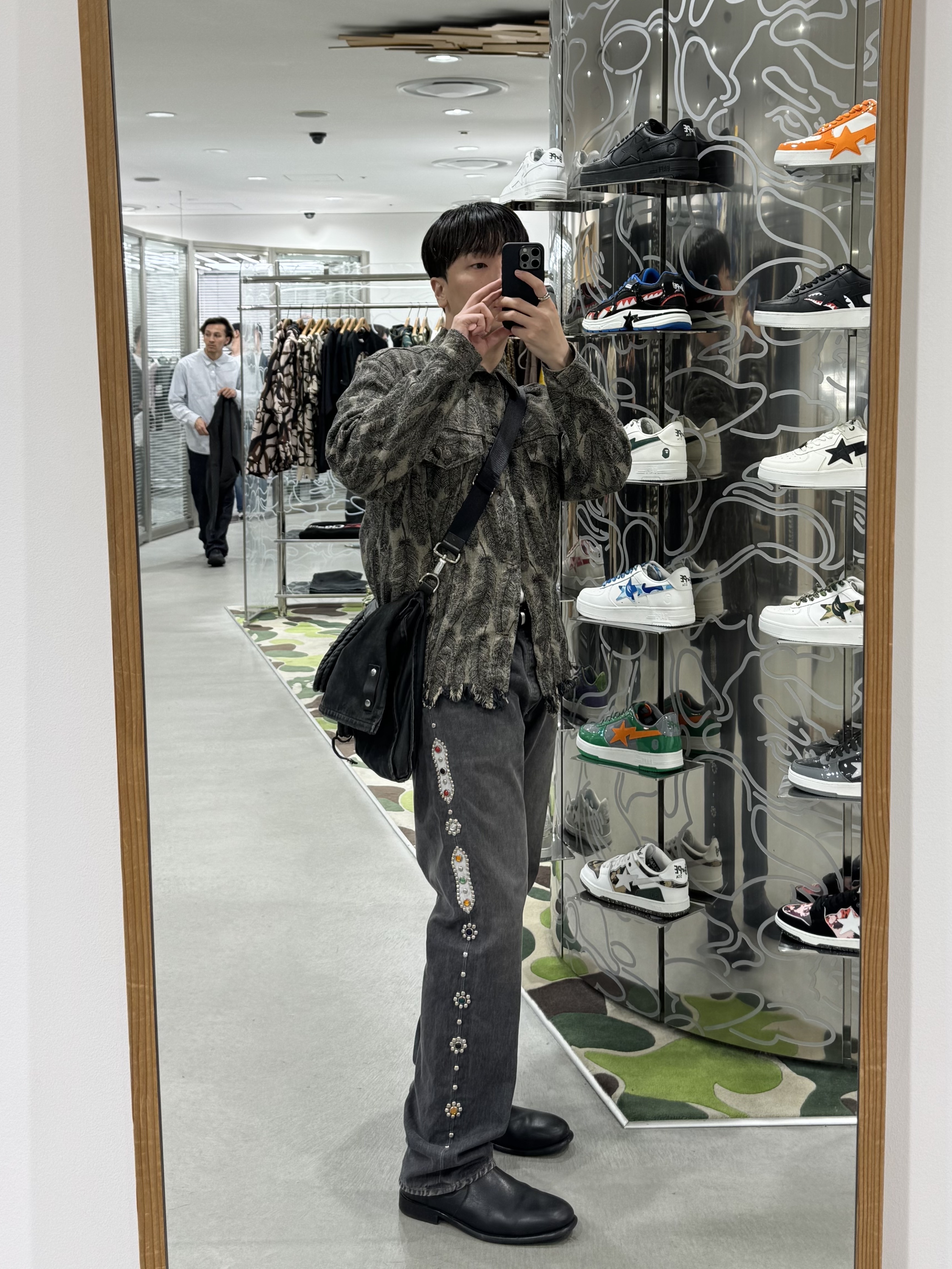 Kapital 12 oz. Magpie Denim 3rd Jacket Black Beige, Kapital 12 oz. Magpie Denim 3rd Jacket Black 착용 스타일 - 2