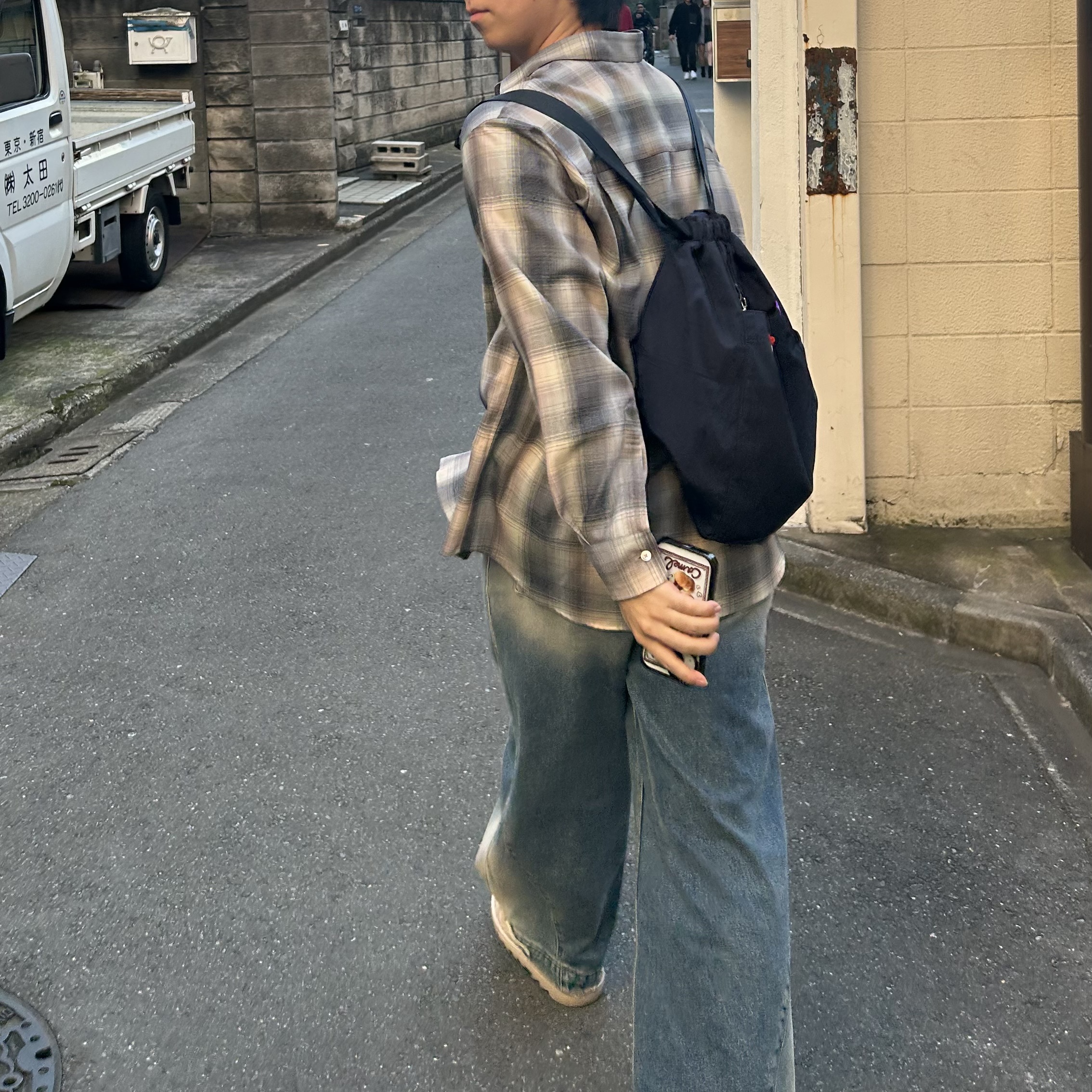 Auralee Super Light Wool Check Shirt Beige Blue Check - 24AW, The North Face Purple Label Mountain Wind Day Pack Dark Navy 착용 스타일