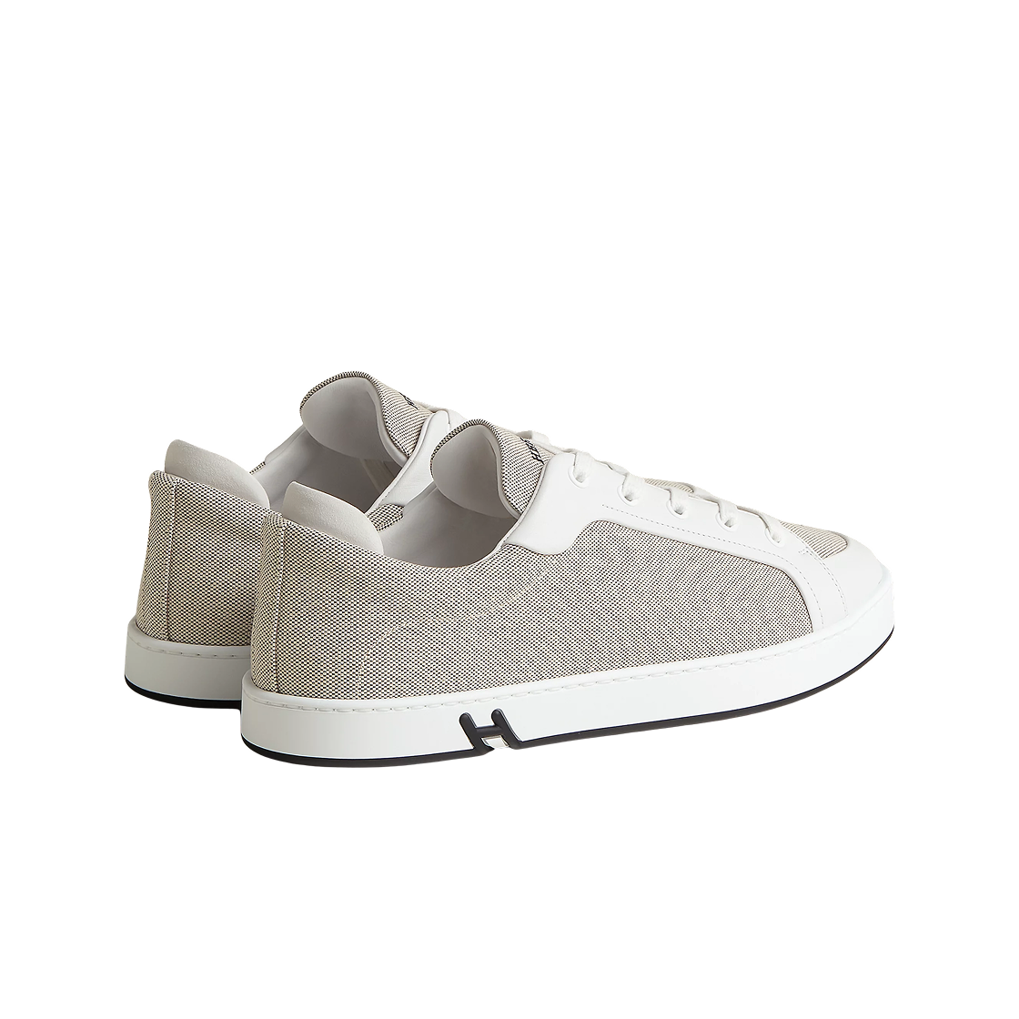 에르메스 키드 스니커즈 H 캔버스 카프스킨 스웨이드 고트스킨 & 프루누아 블랑(Hermes Kid Sneakers H Canvas Calfskin Suede Goatskin & Prunoir Blanc) - 3