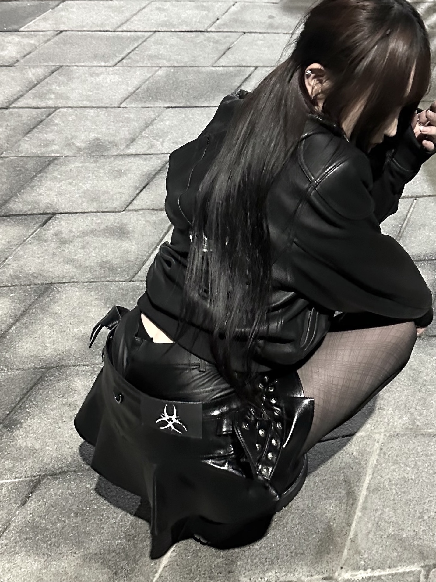 Thug Club Silm Rock Leather Jacket Black, Chrome Hearts Boxer Brief Black 착용 스타일 - 2