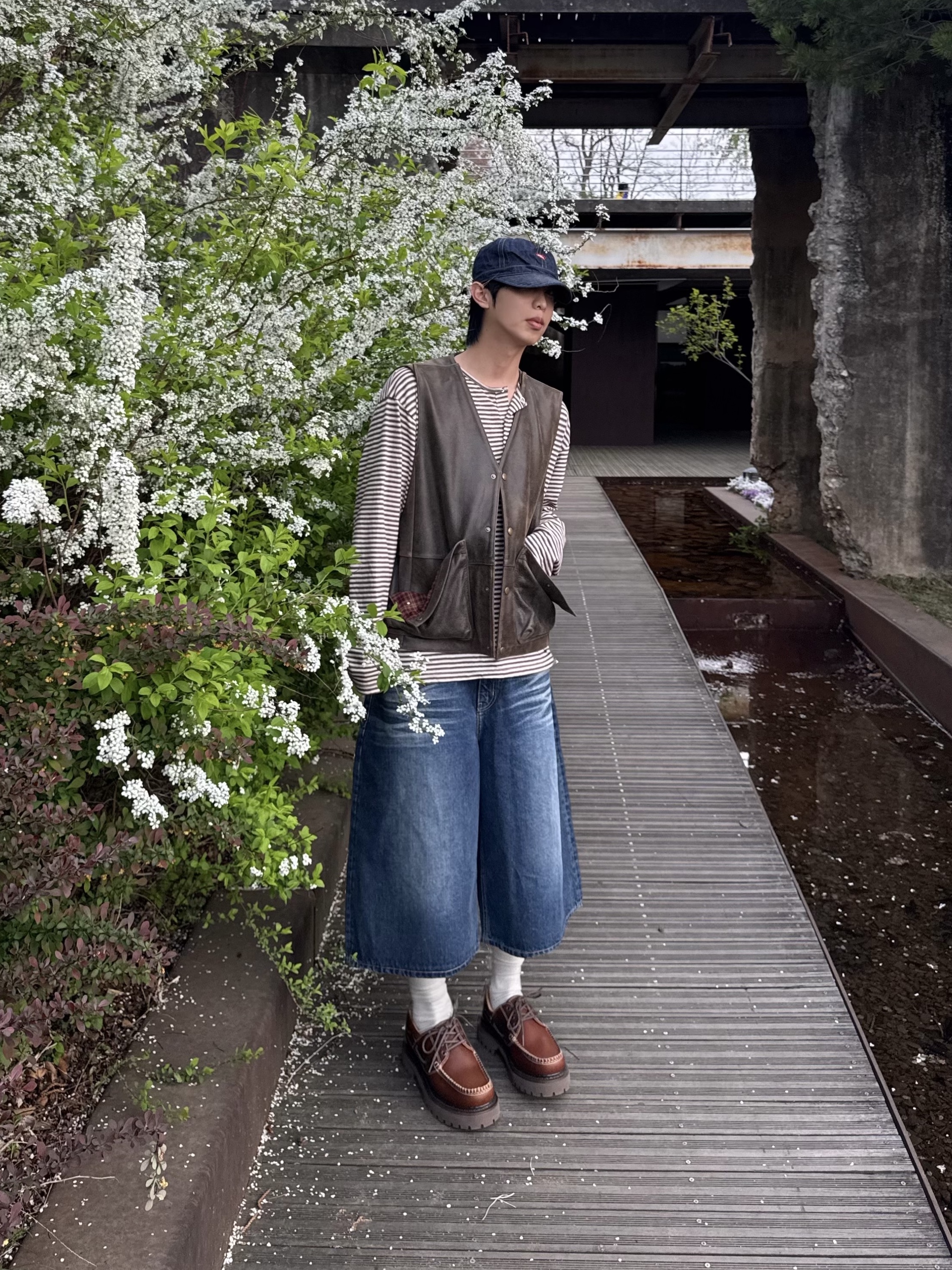 Human Made Denim Work Cap Indigo, LOSTGARDEN Harbor Brown 착용 스타일 - 5