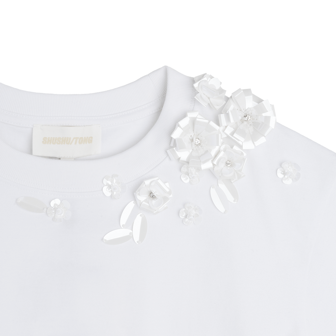 KW5BTSSSH08WT Shushu/Tong Women Beaded Floral T-Shirt White - 25SS - #6