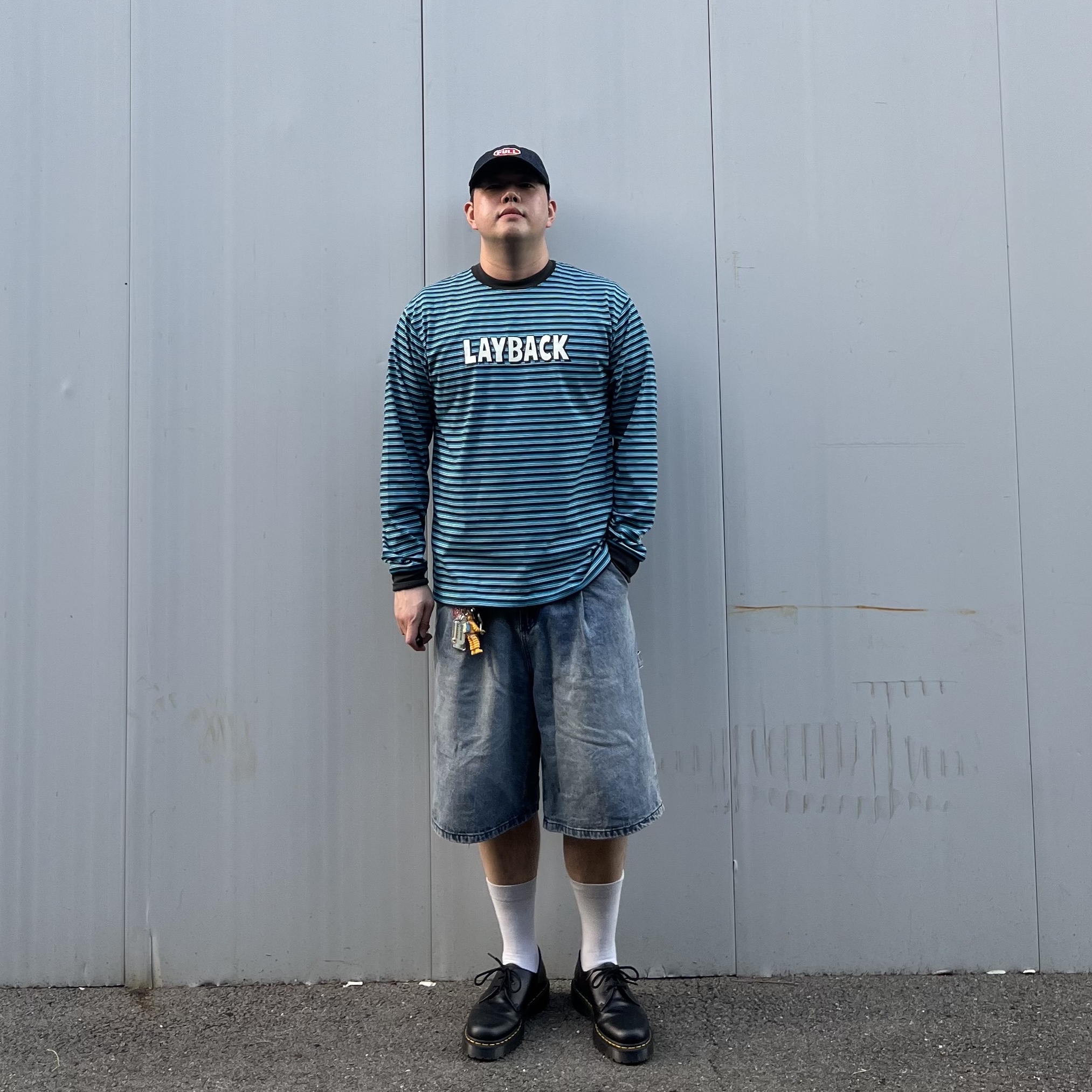 Fullcount Full Emblem Denim Baseball Cap Indigo Blue, Dr. Martens 1461 Bex Black 착용 스타일 - 4