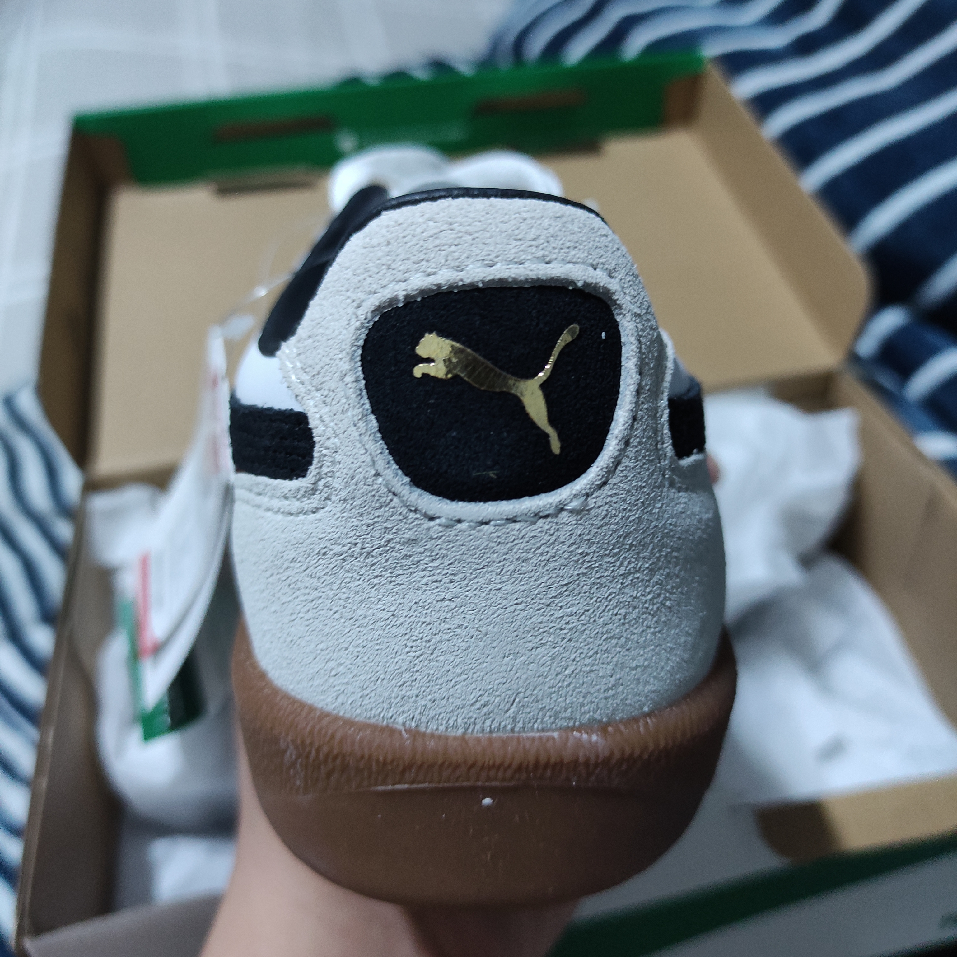 Puma Palermo Leather Puma White Vapor Gray 착용 스타일 - 4