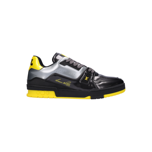 1A9JTM Louis Vuitton Trainer Sneakers Black Silver Yellow 8