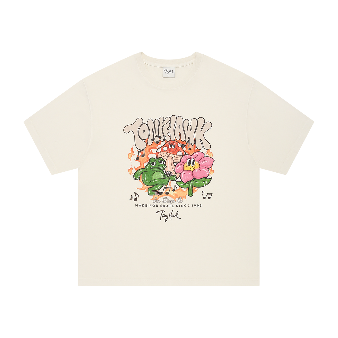 TH2502ST39OW TONY HAWK Washed Mushroom Graphic T-Shirt Off-White