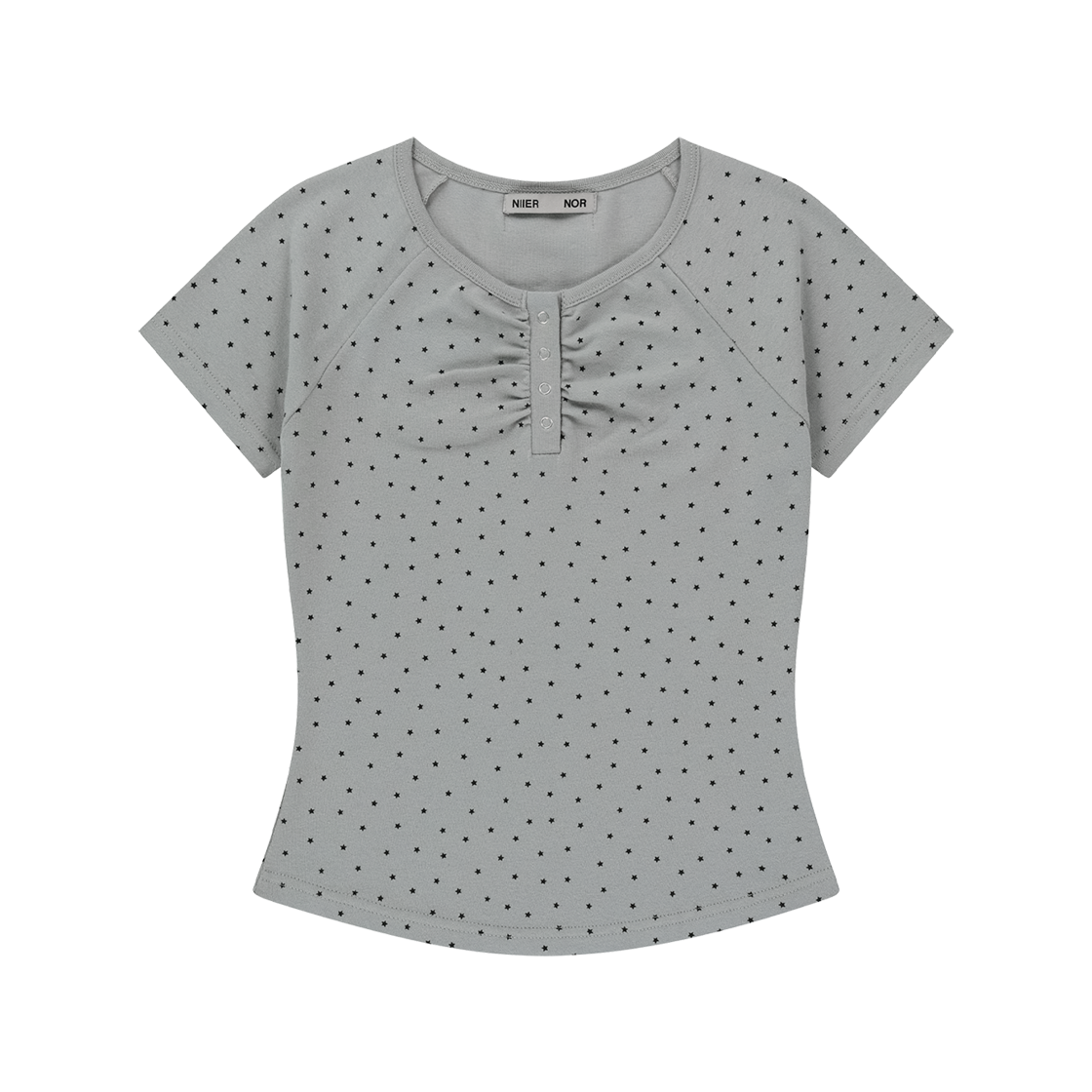 25NNSSTTSF006GR NIIER NOR Shirring Star Button Down Tee Grey