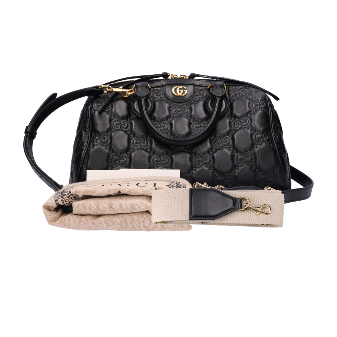 702242 [A등급] Gucci Vintage Matelasse Top Handle Bag Black - #6