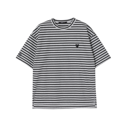 SH3TS822BK Songzio Zzero Panther Curve Cut T Shirt Black Stripe