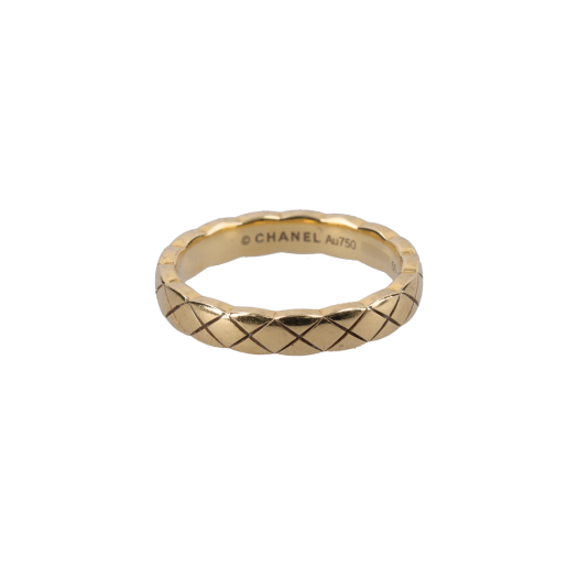 J11794 [B등급] Chanel Vintage Coco Crush Ring Quilted Motif Mini Yellow Gold 50