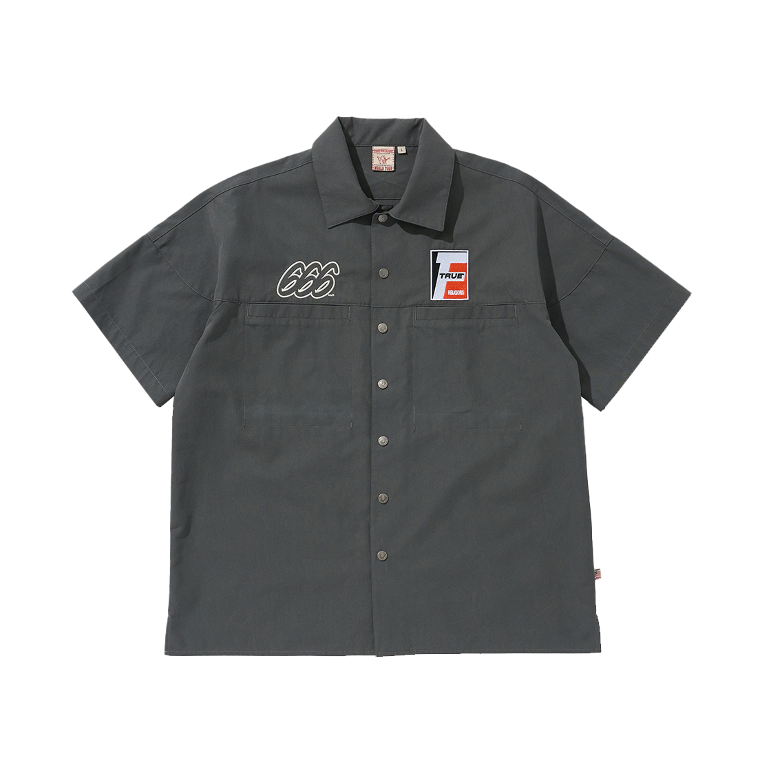 트루릴리젼 스피드 리미트 666 숏 슬리브 셔츠 그레이(True Religion Speed Limit 666 Short Sleeve Shirt Grey)