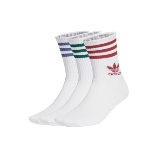 Adidas Mid Cut Crew Socks White Preloved Ruby (3 Pack)