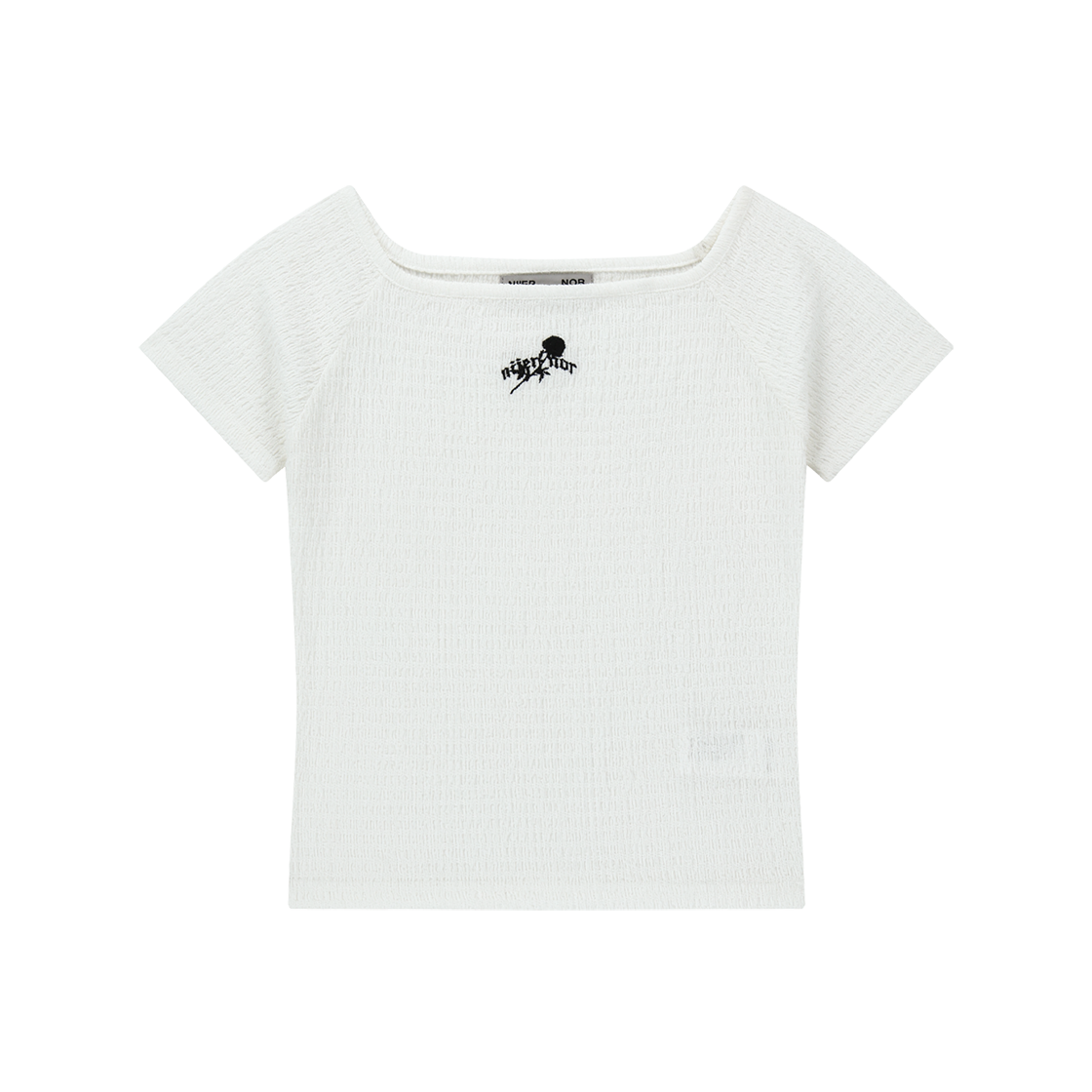 25NNSSTTSF003WT NIIER NOR Wrinkle Off Shoulder Crop Top White