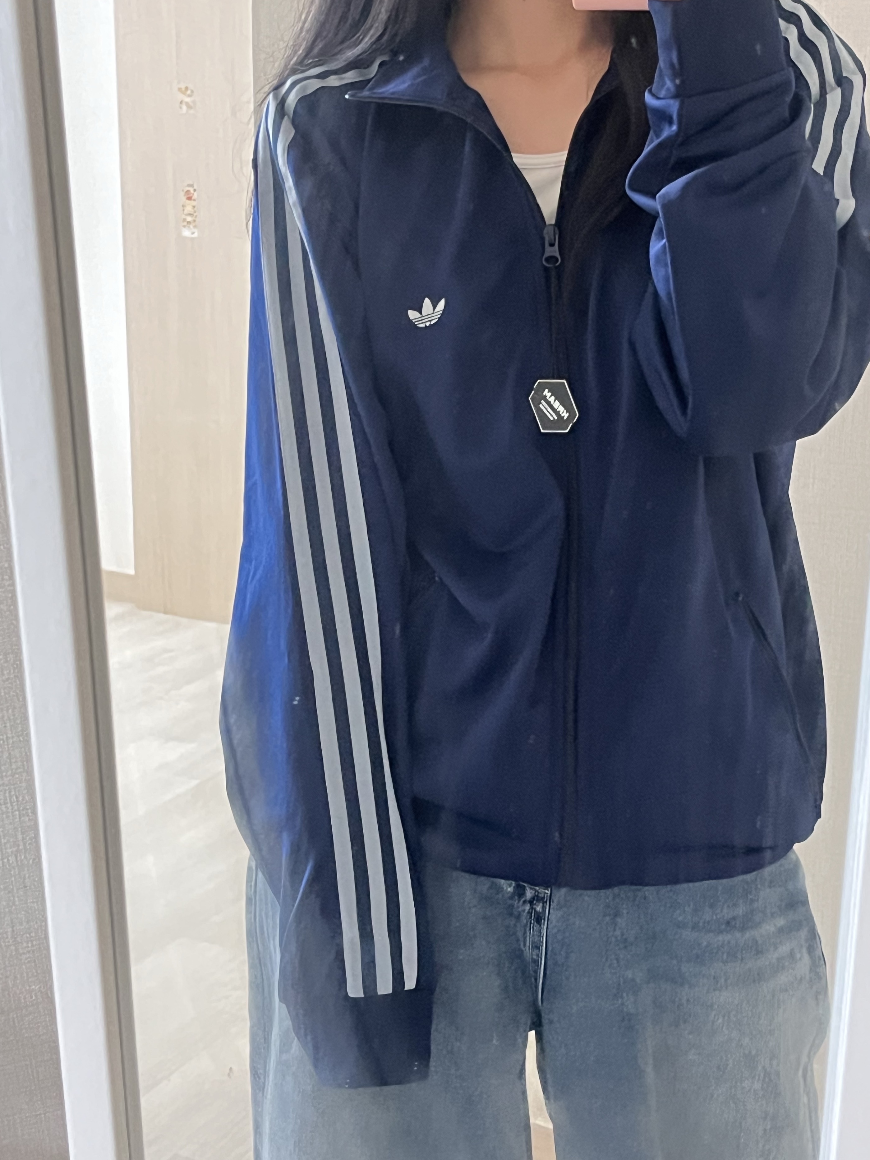 Adidas Originals Beckenbauer Track Jacket Night Indigo - KR Sizing 착용 스타일 - 1