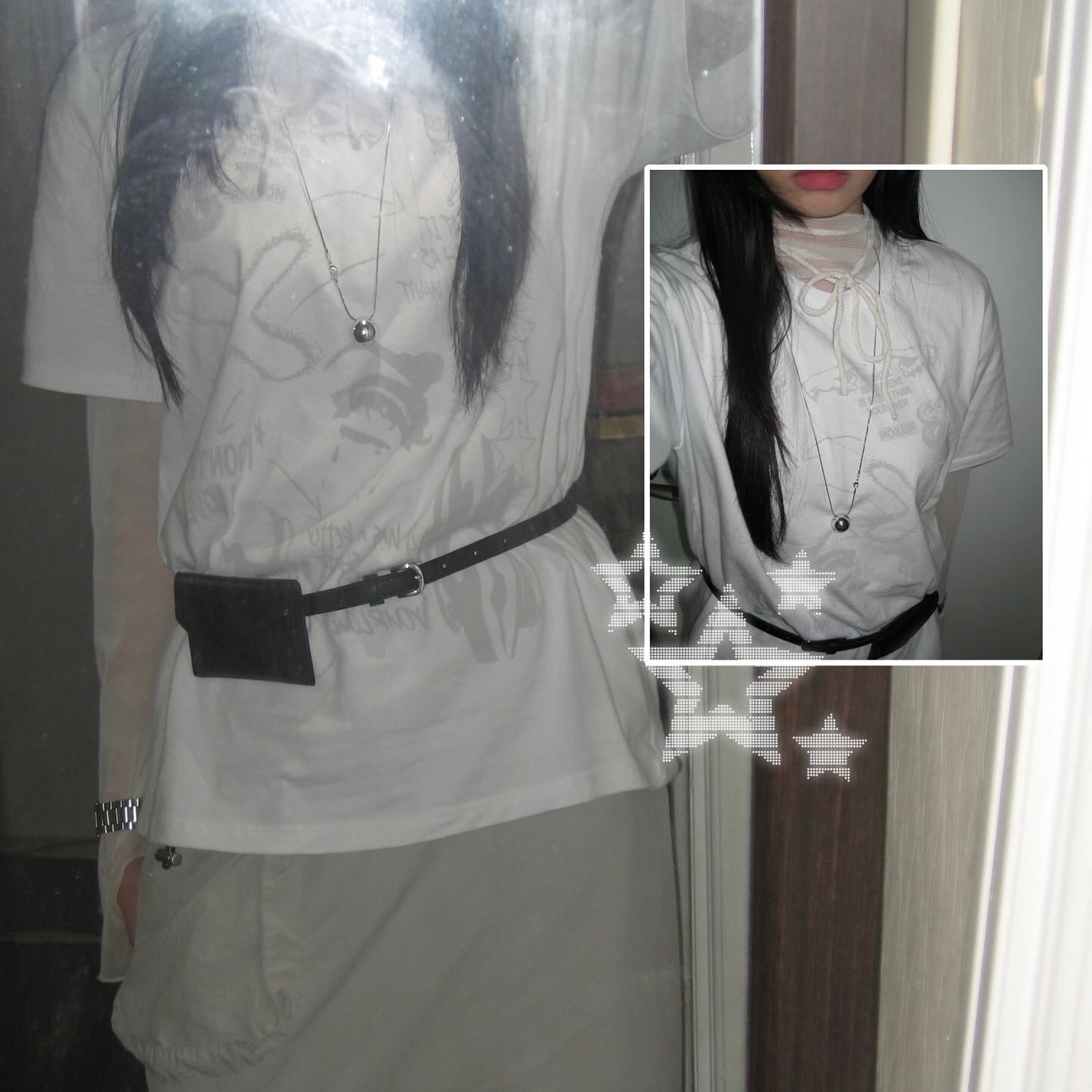 DEFYCLUBROBBERS 3 Reason T-shirt White Gray 착용 스타일 - 2