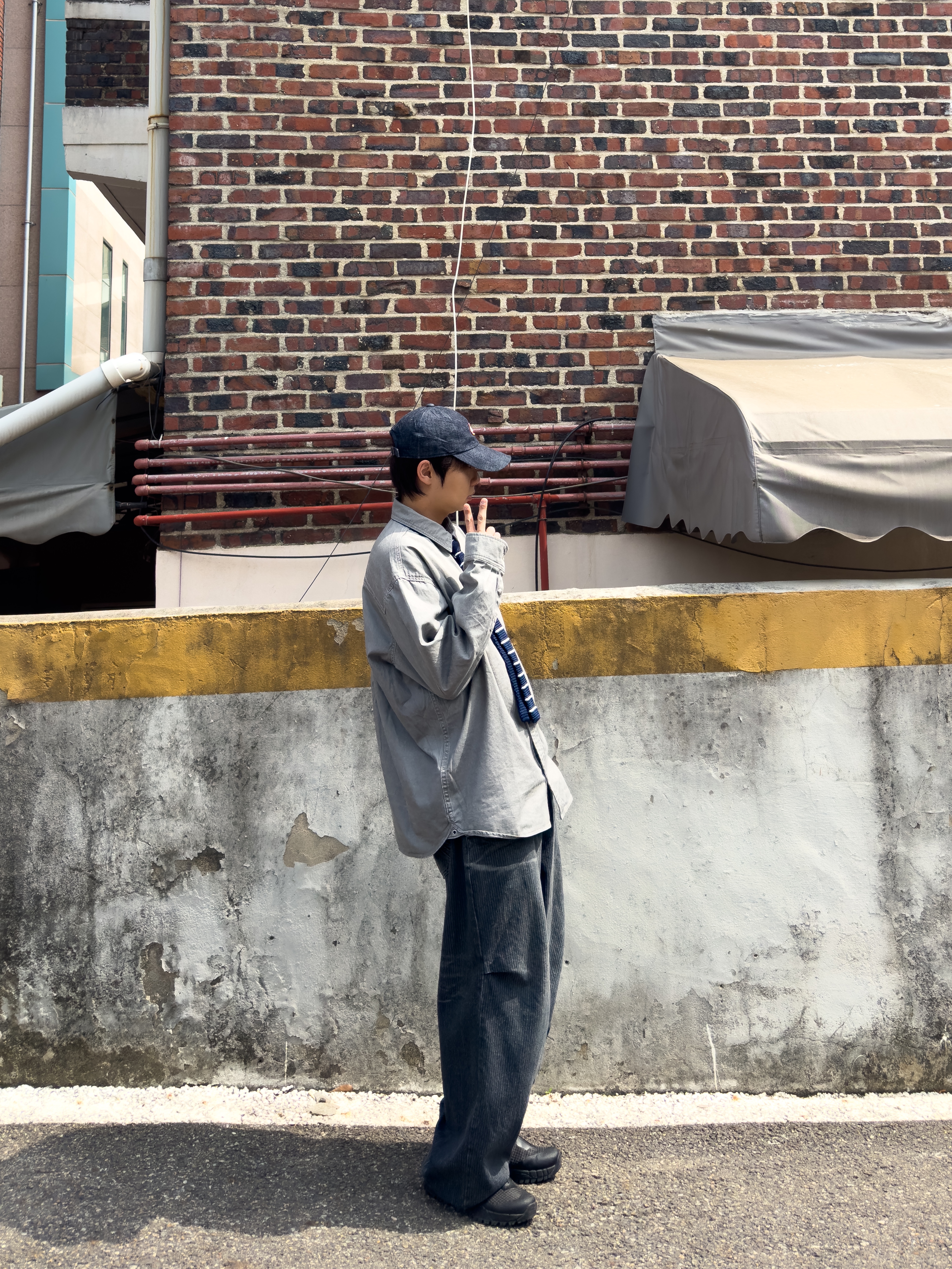 Fullcount Full Emblem Denim Baseball Cap Indigo Blue 착용 스타일 - 4