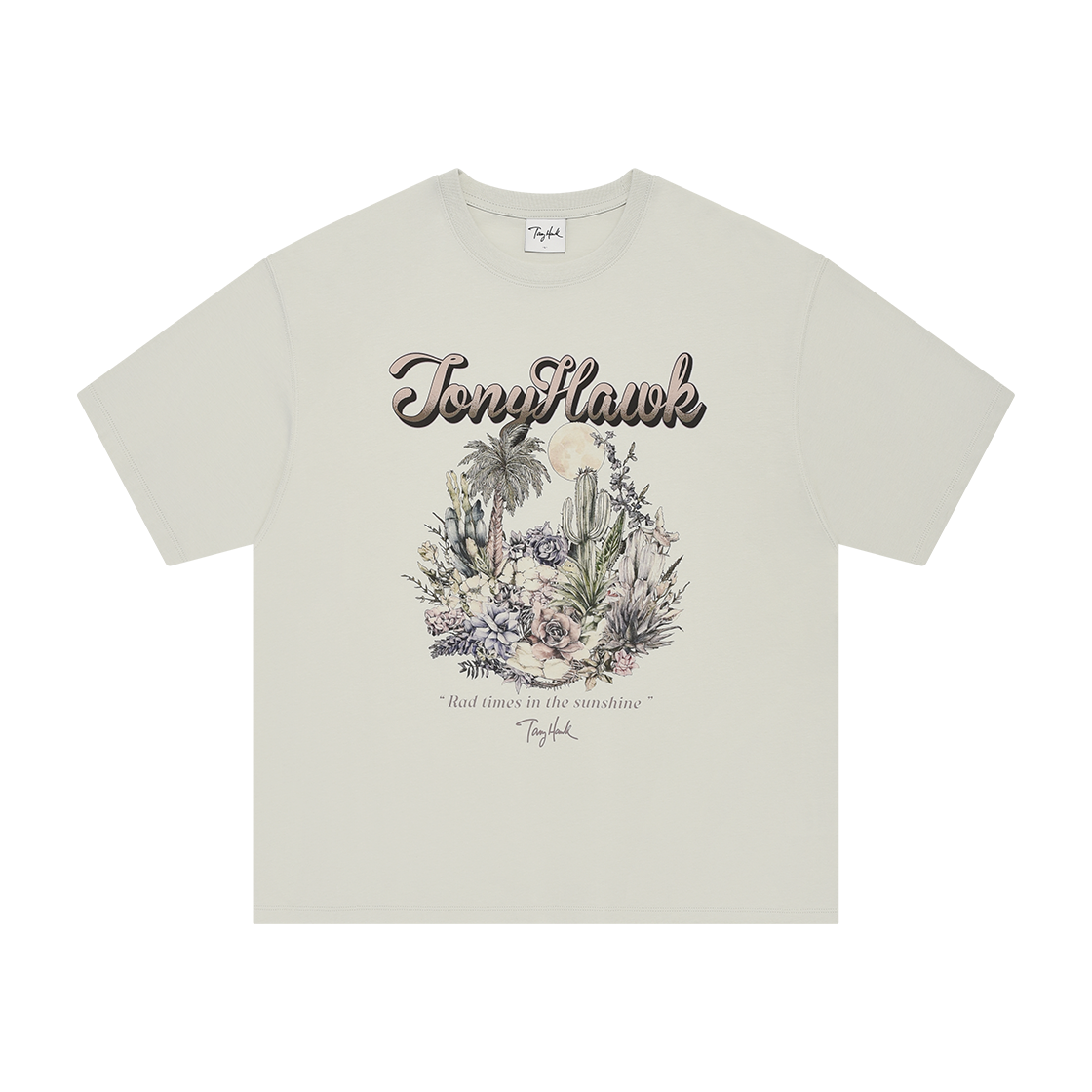 TH2502ST29MI TONY HAWK Flower Palm Tree Graphic T-Shirt Mint