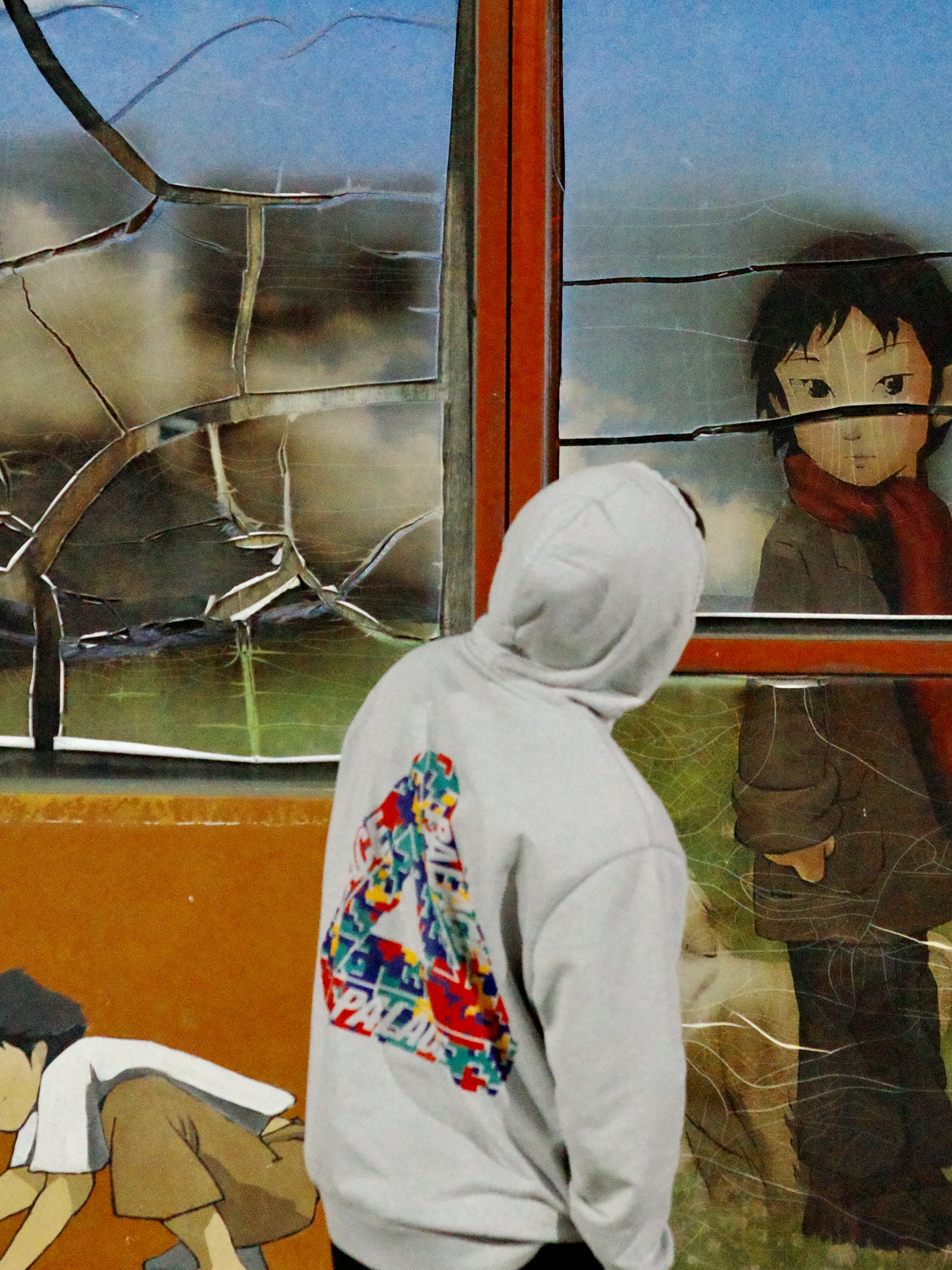 Palace Tri-Digi Hood Grey Marl - 22FW 착용 스타일 - 2
