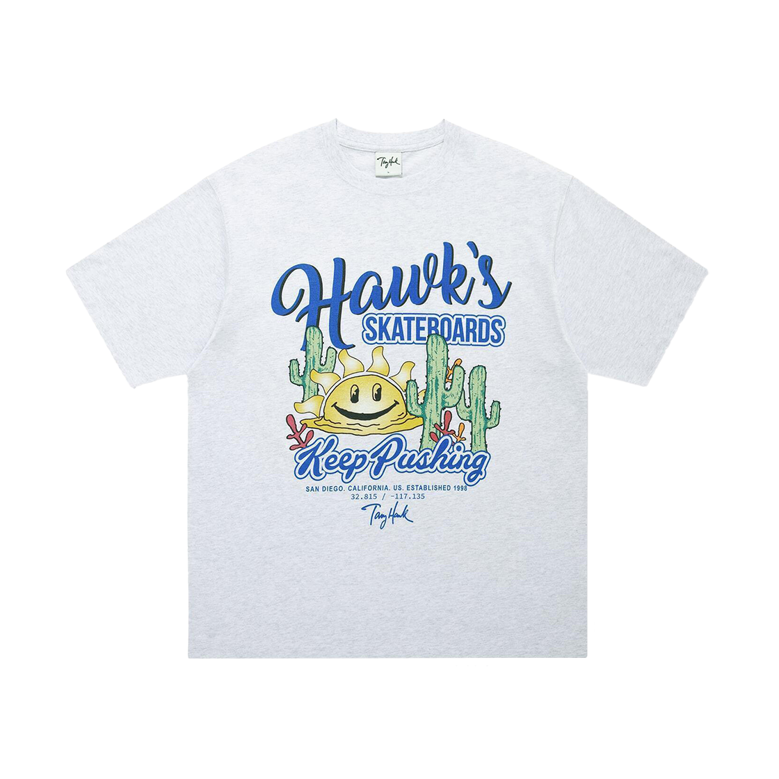 토니호크 멜팅 썬 그래픽 티셔츠 화이트 멜란지(TONY HAWK Melting Sun Graphic T-Shirt White Melange)