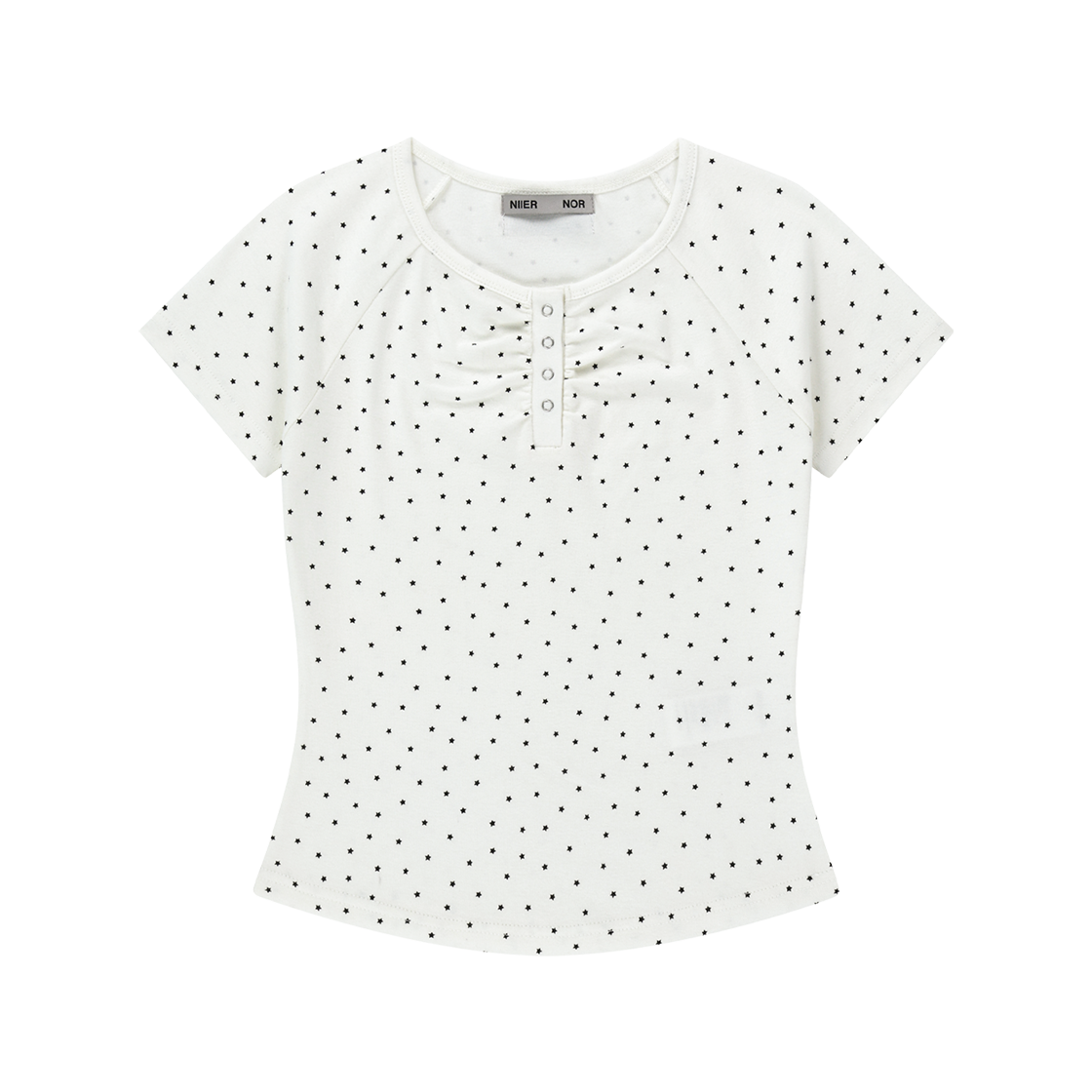 25NNSSTTSF006IV NIIER NOR Shirring Star Button Down Tee Ivory