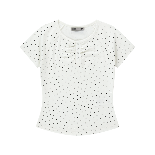 25NNSSTTSF006IV NIIER NOR Shirring Star Button Down Tee Ivory