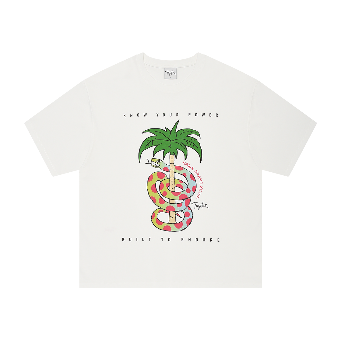 TH2502ST40WH TONY HAWK Hawk Palm Tree Graphic T-Shirt White