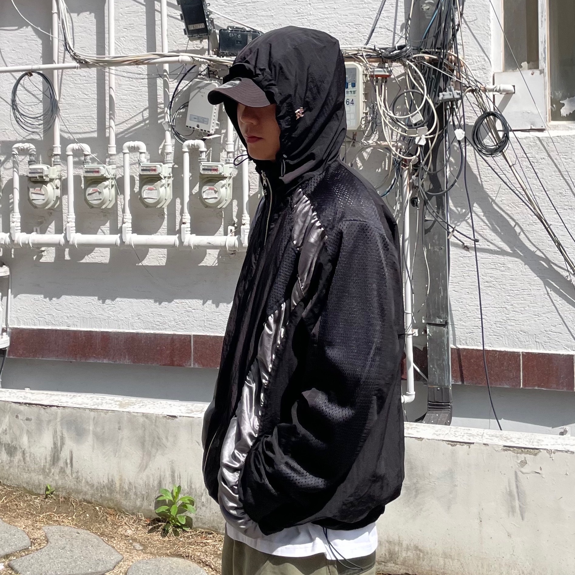Farfromwhat Far Layered Work Pants Olive 착용 스타일 - 2