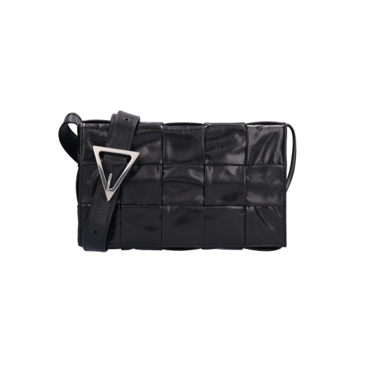 667298 Bottega Veneta Small Leather Cassette Bag Black