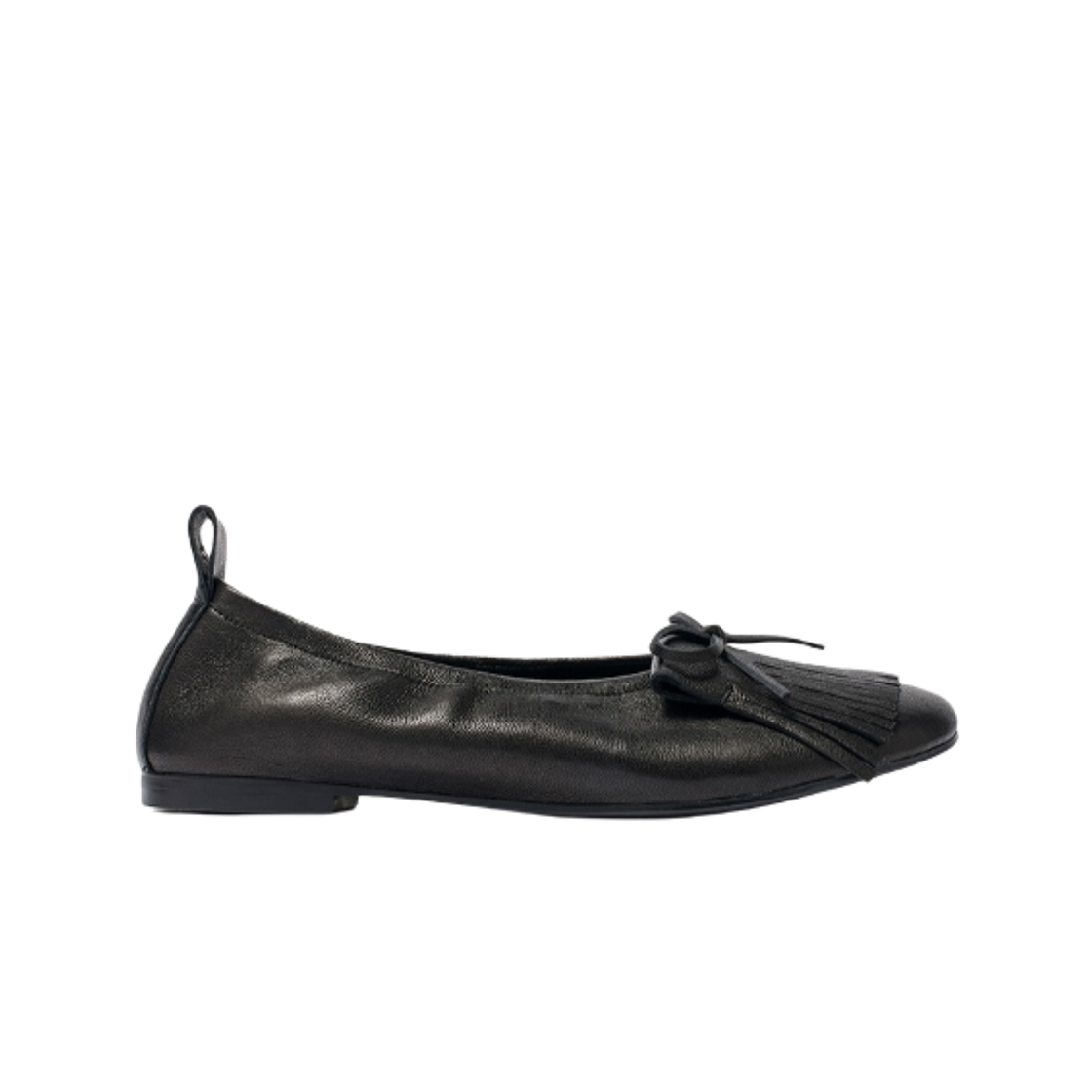 (W) 오픈 Yy 번 스웨이드 프린지 플랫 블랙((W) Open Yy Bun Suede Fringe Flats Black)