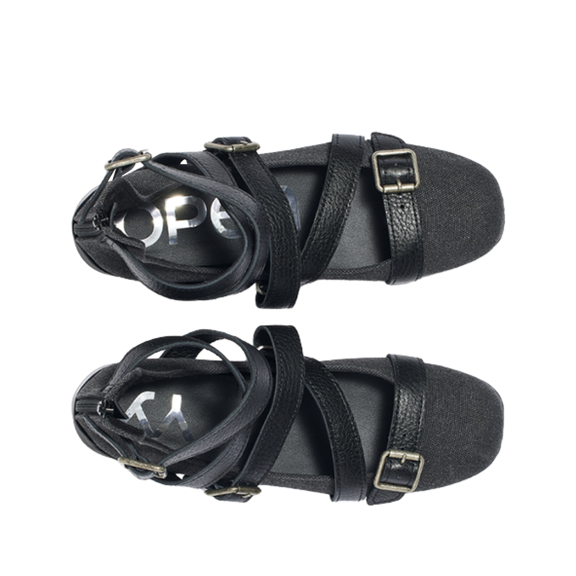 (W) 오픈 Yy 크로스 밴드 앵클 발레 플랫 블랙((W) Open Yy Cross Band Ankle Ballet Flats Black) - 2