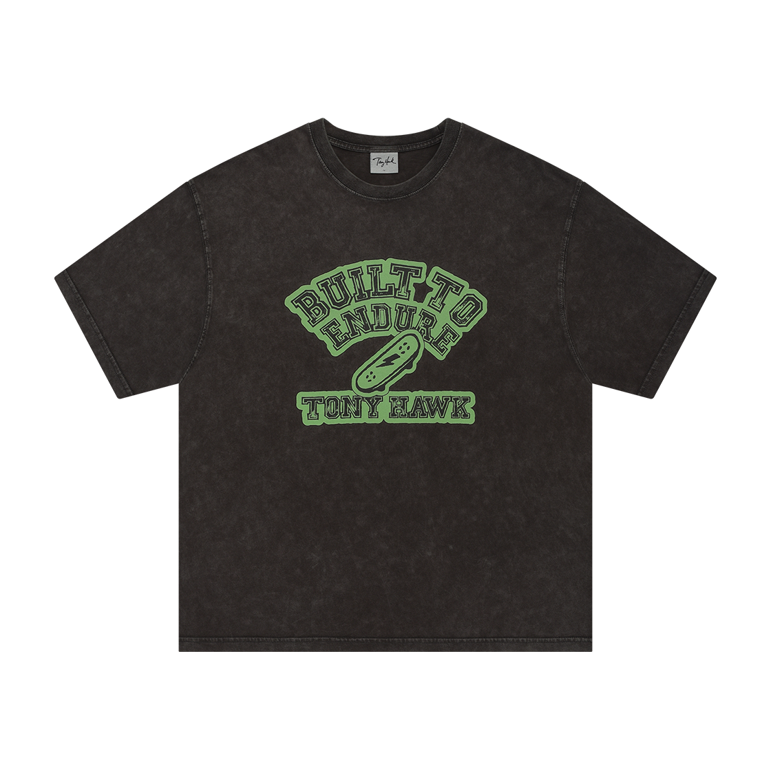 TH2502ST48CH TONY HAWK Crayon Lettering Graphic T-Shirt Charcoal