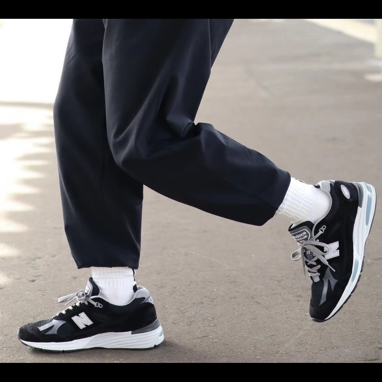 New Balance 991v2 Made in UK Black 착용 스타일