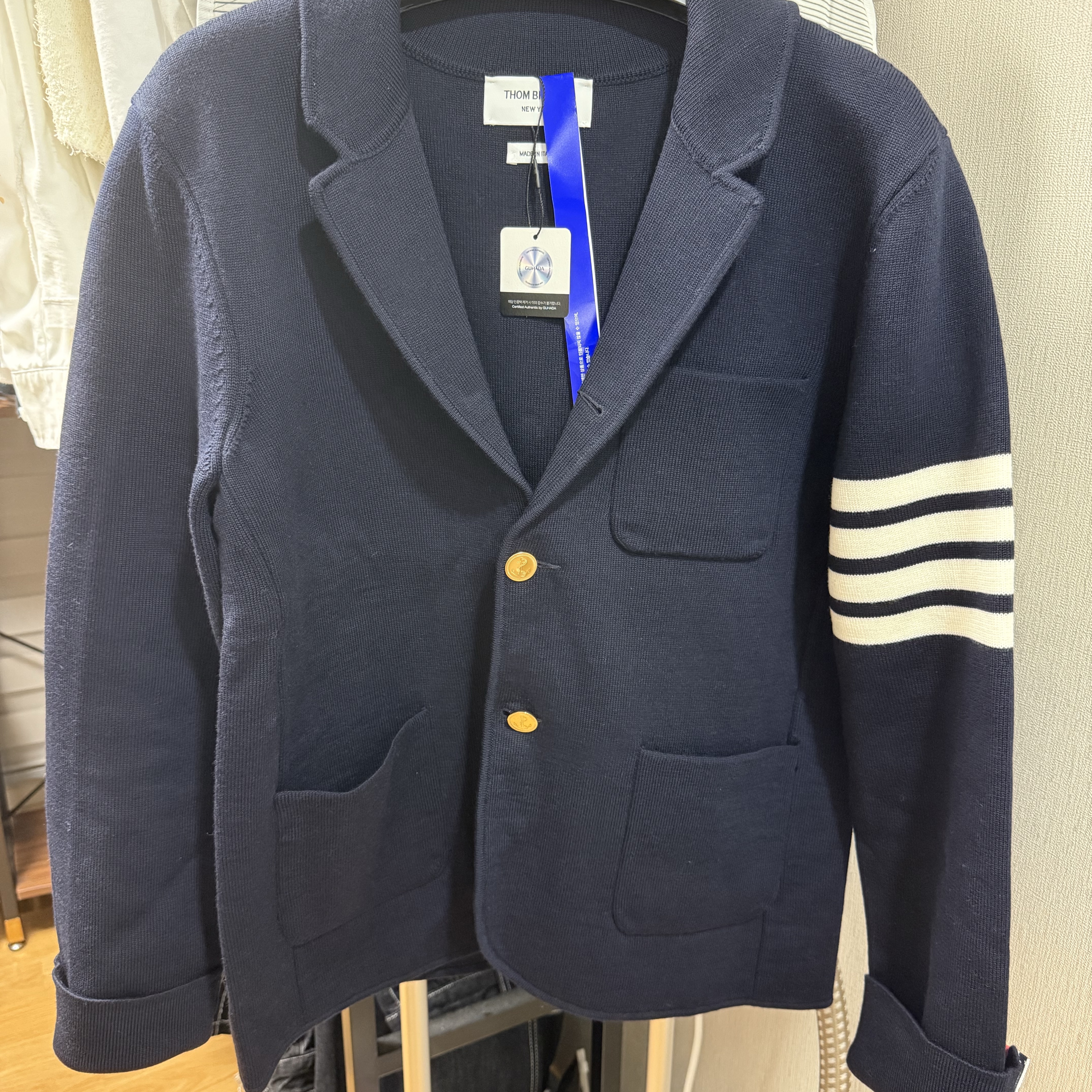 Thom Browne Wool 4-Bar Sport Coat Navy 착용 스타일