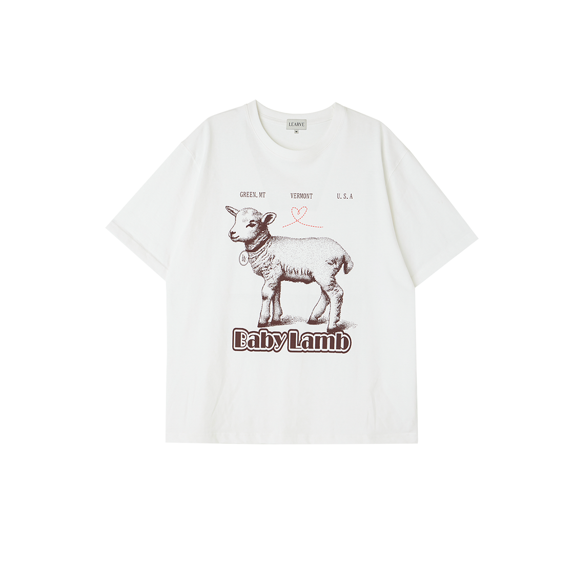 르아브 Baby lamb club 프린트 티셔츠 화이트(LEARVE Baby lamb club print t-shirt white)