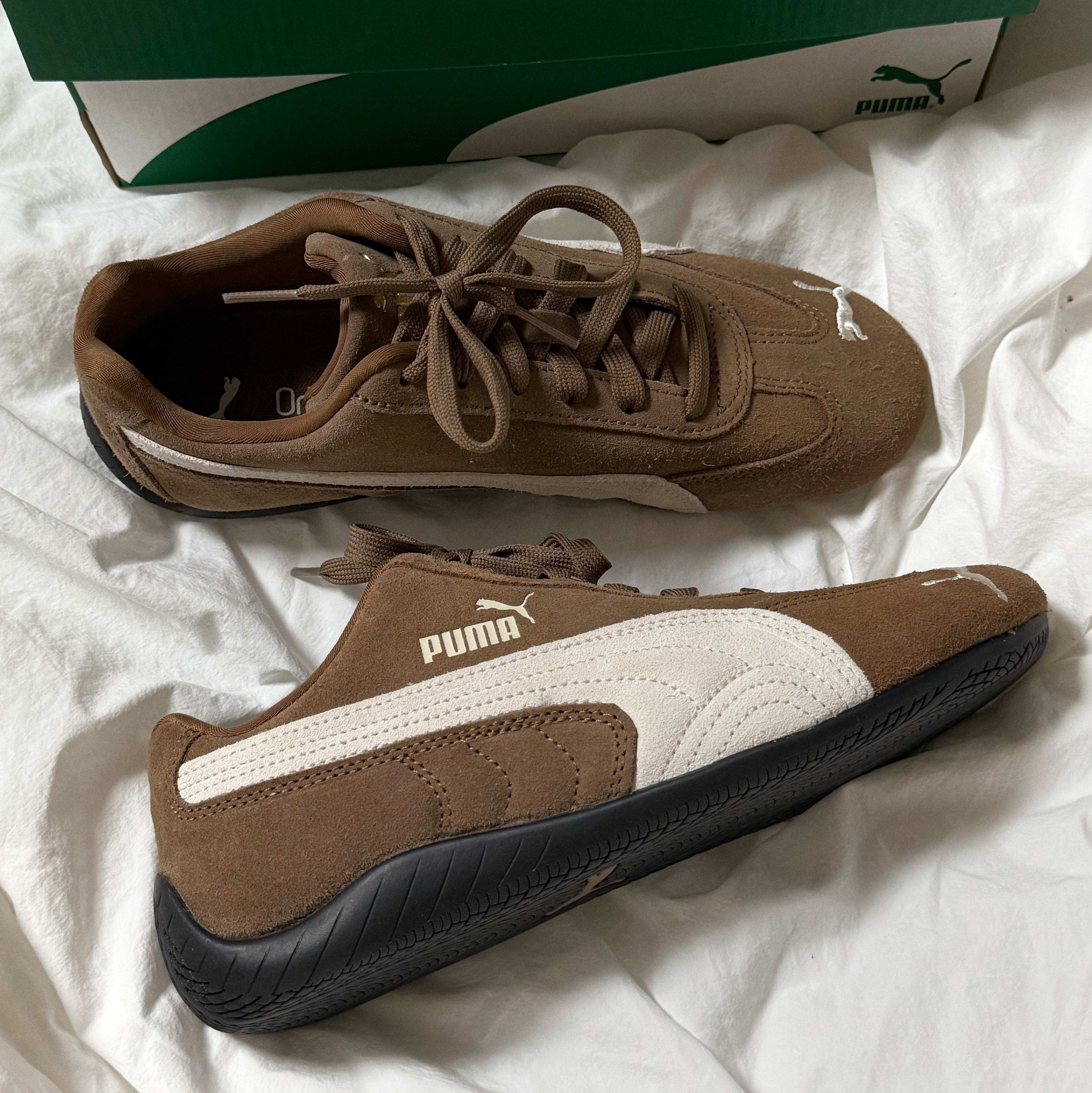 Puma Speedcat OG Haute Coffee Frosted Ivory 착용 스타일